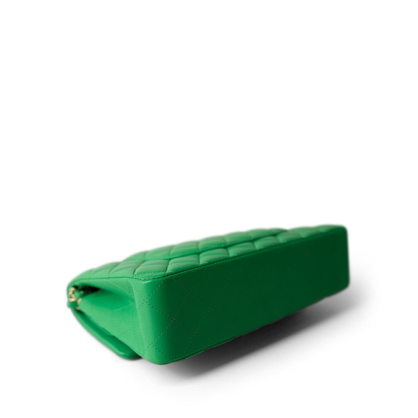 20S Green Lambskin Quilted Classic Flap Medium Light Gold Hardware