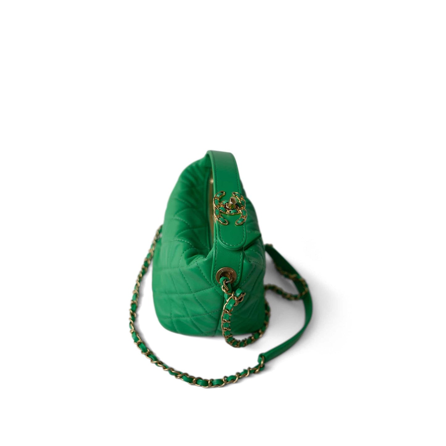20S Small Perfect Meeting Green Lambskin Quilted Hobo Bag