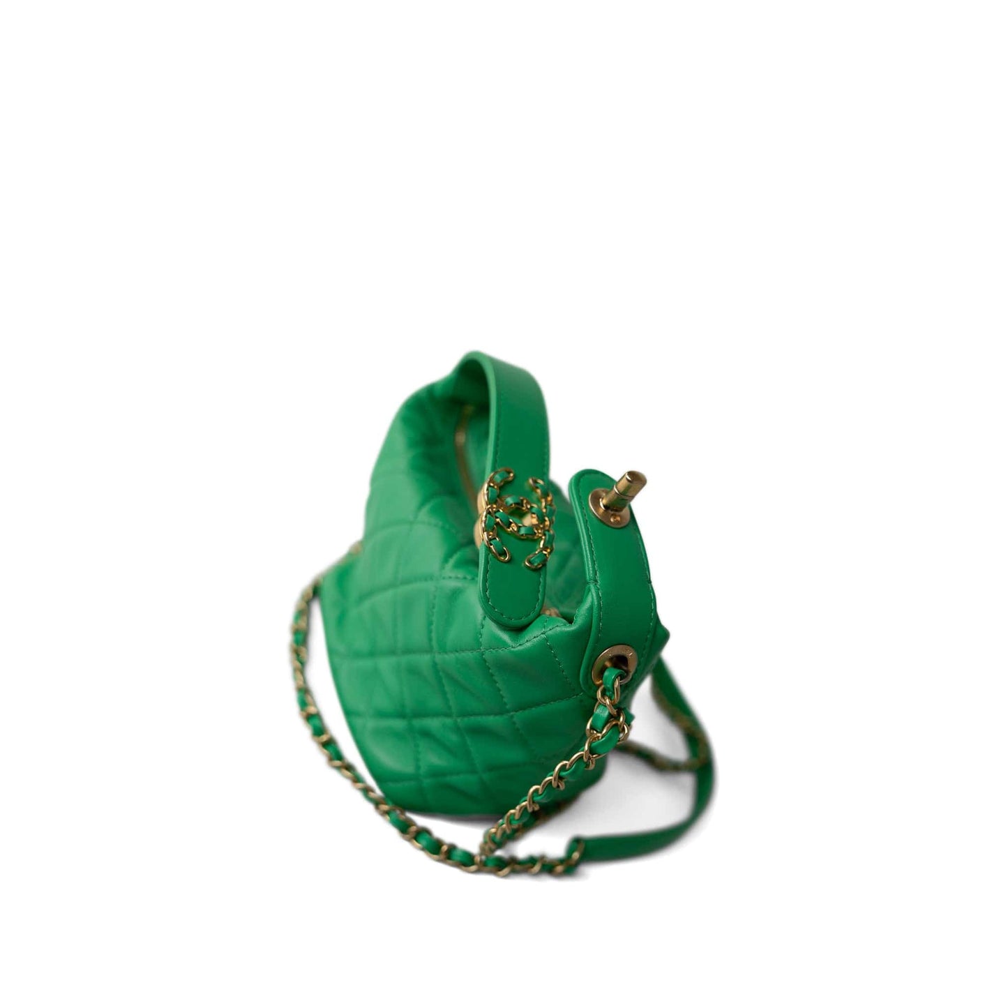 20S Small Perfect Meeting Green Lambskin Quilted Hobo Bag