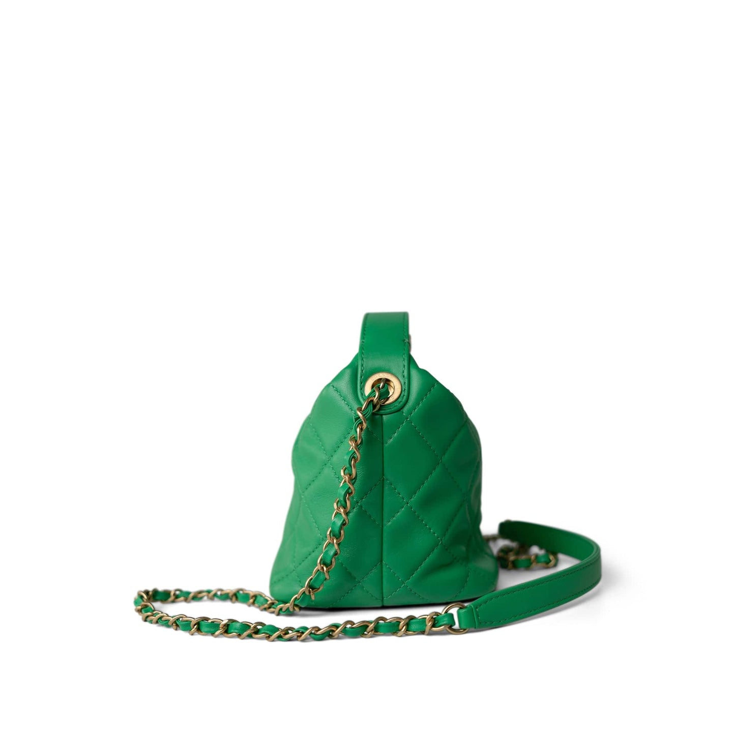 20S Small Perfect Meeting Green Lambskin Quilted Hobo Bag