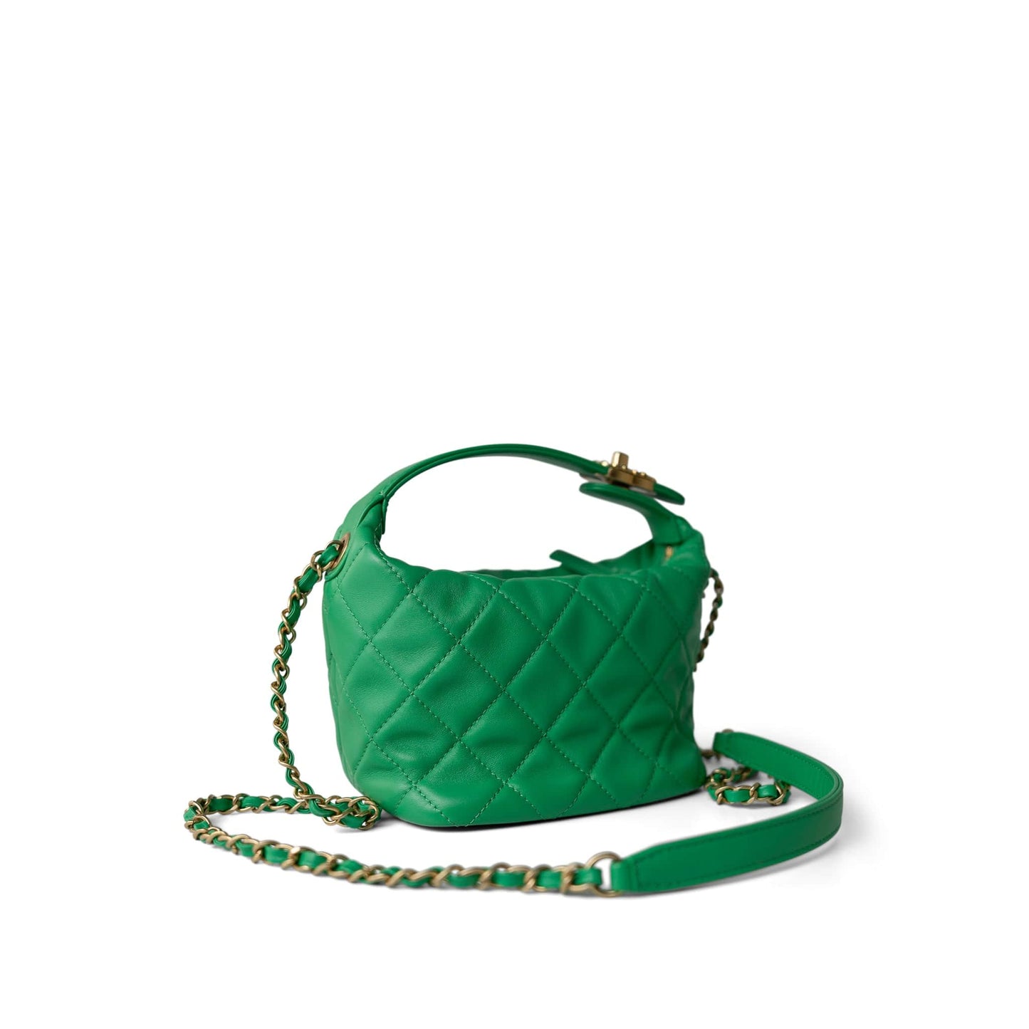 20S Small Perfect Meeting Green Lambskin Quilted Hobo Bag