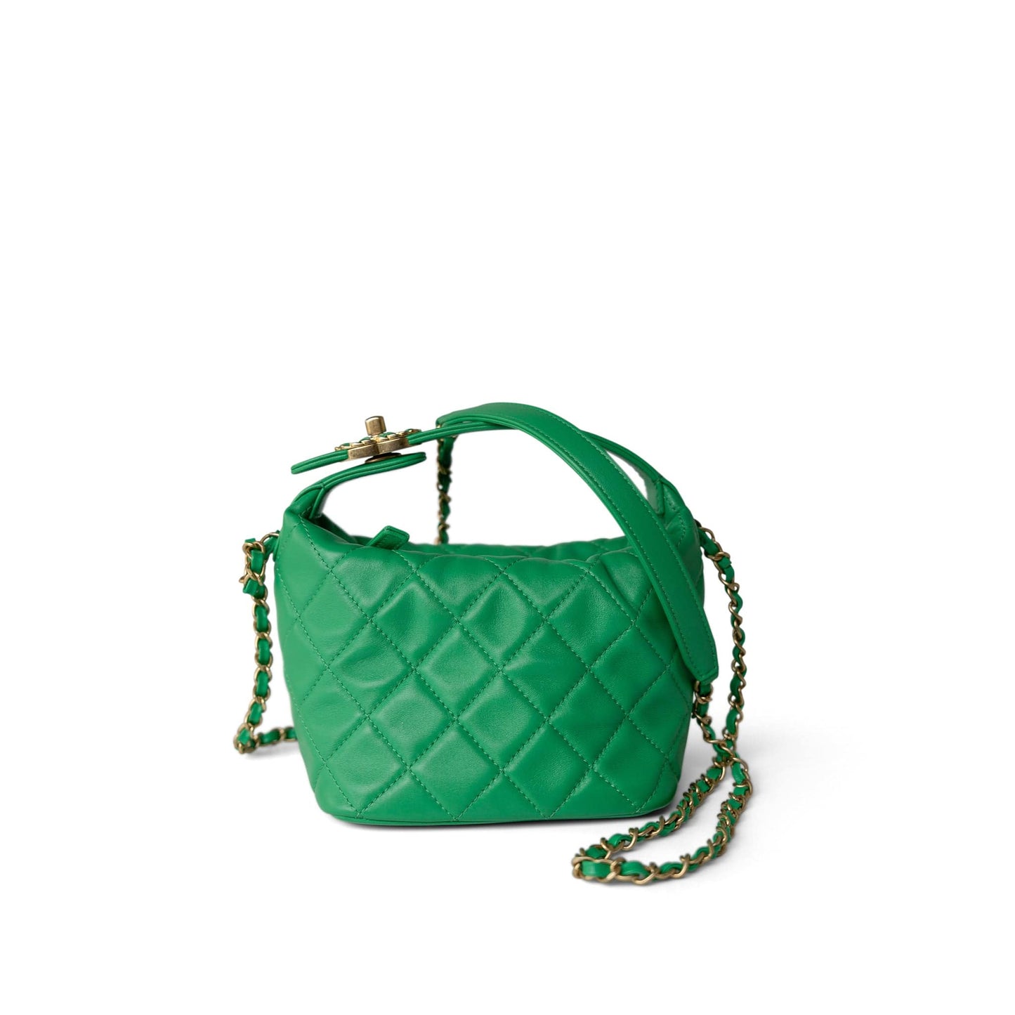 20S Small Perfect Meeting Green Lambskin Quilted Hobo Bag