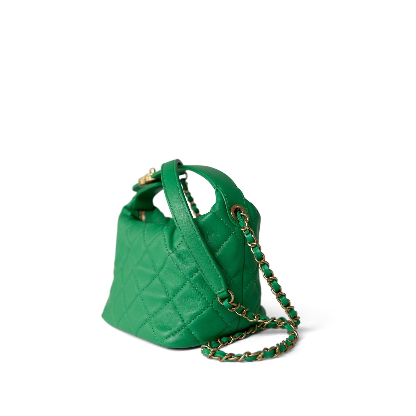 20S Small Perfect Meeting Green Lambskin Quilted Hobo Bag
