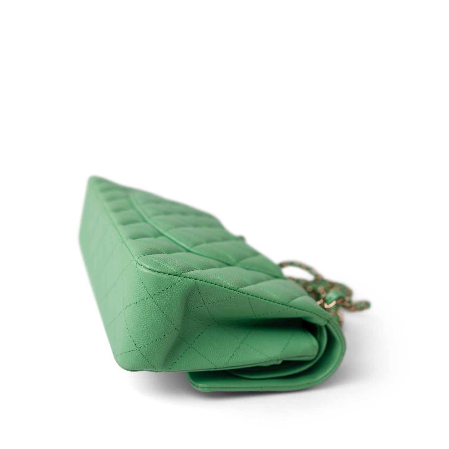 21P Green Caviar Quilted Classic Flap Medium Light Gold Hardware