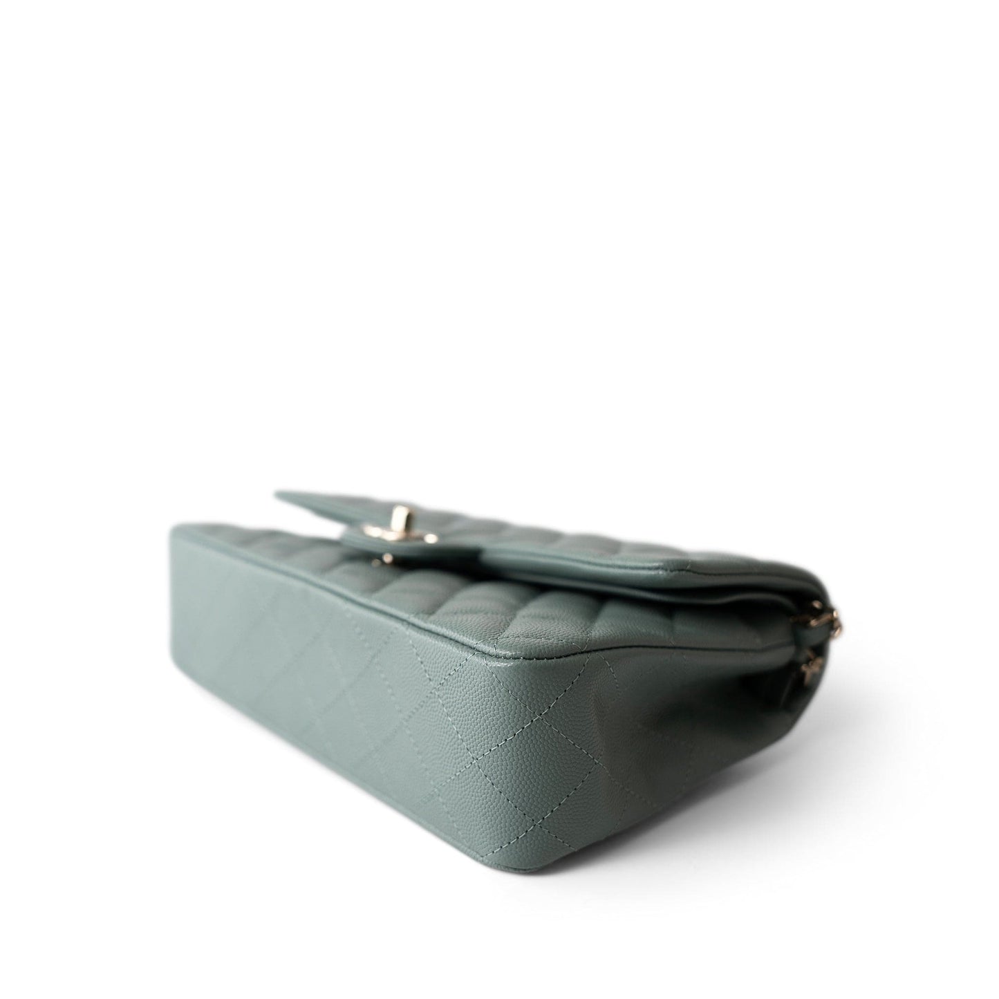 22C Dark Green Caviar Quilted Classic Flap Medium Light Gold Hardware