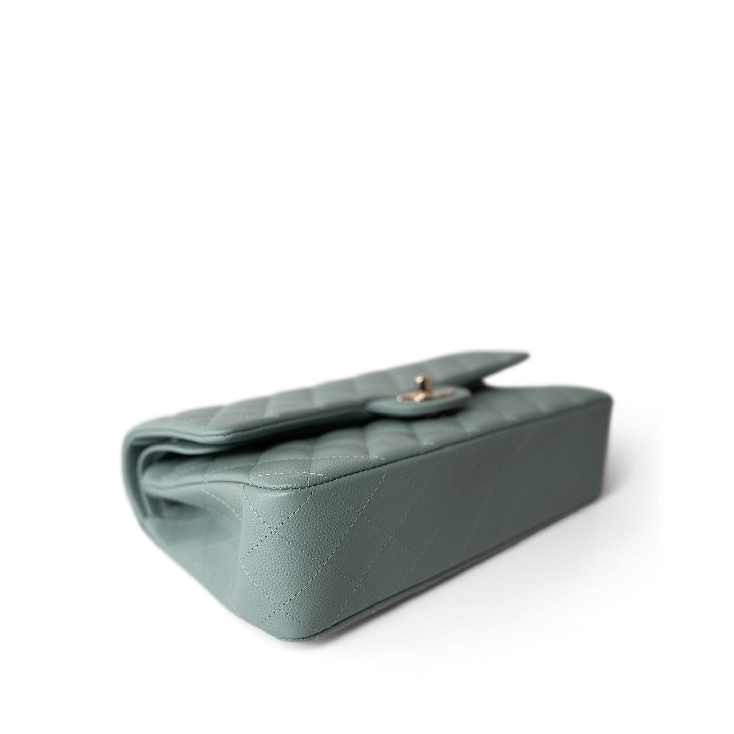 22C Dark Green Caviar Quilted Classic Flap Medium Light Gold Hardware