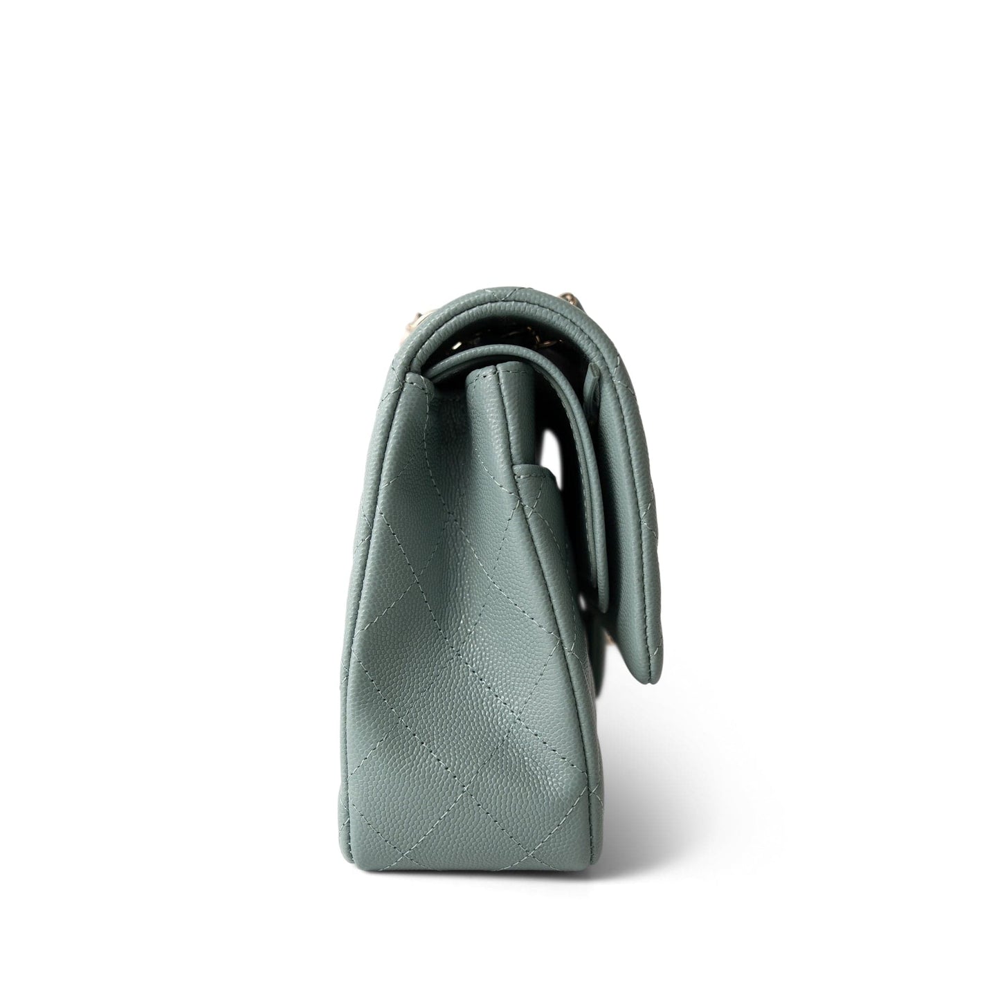 22C Dark Green Caviar Quilted Classic Flap Medium Light Gold Hardware