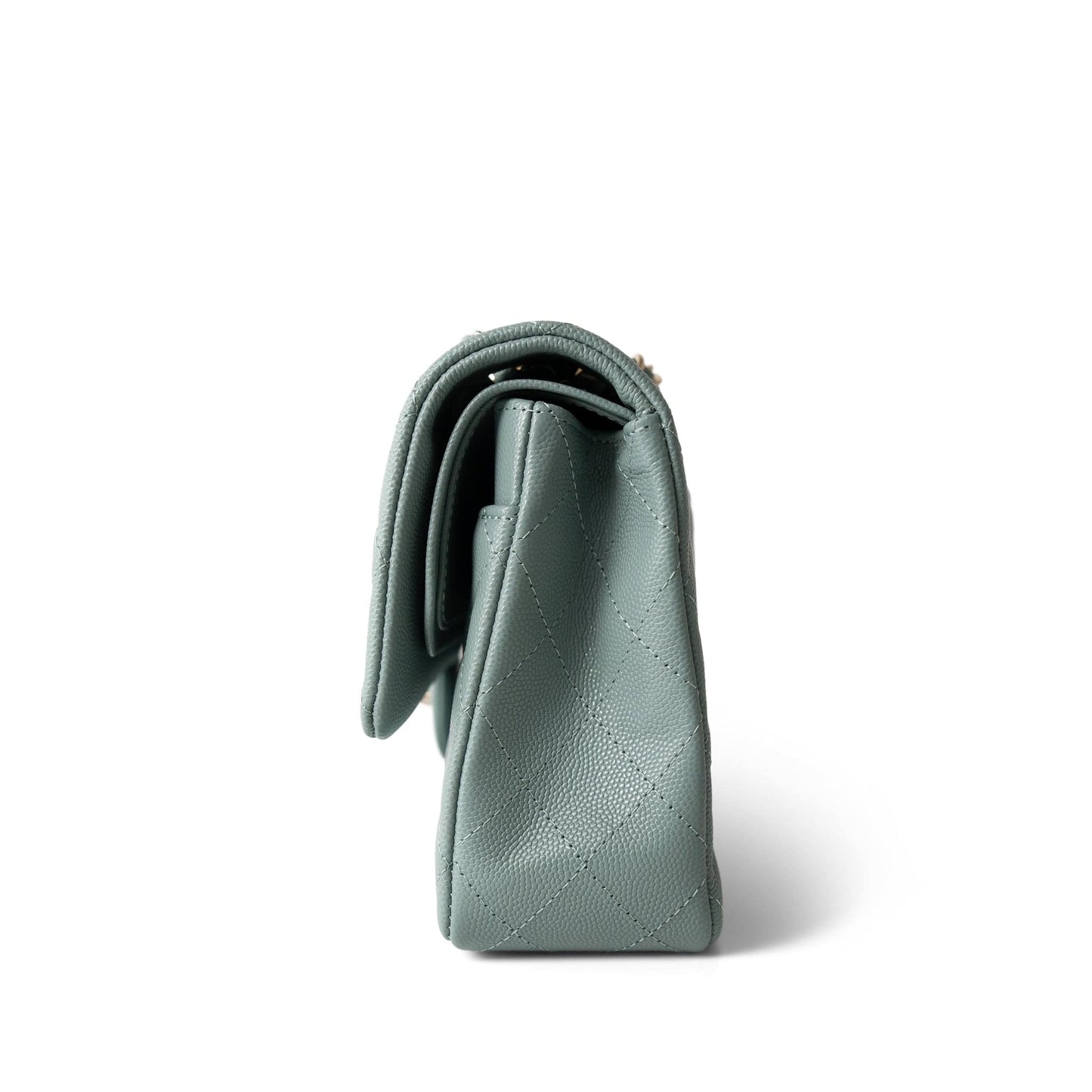 22C Dark Green Caviar Quilted Classic Flap Medium Light Gold Hardware