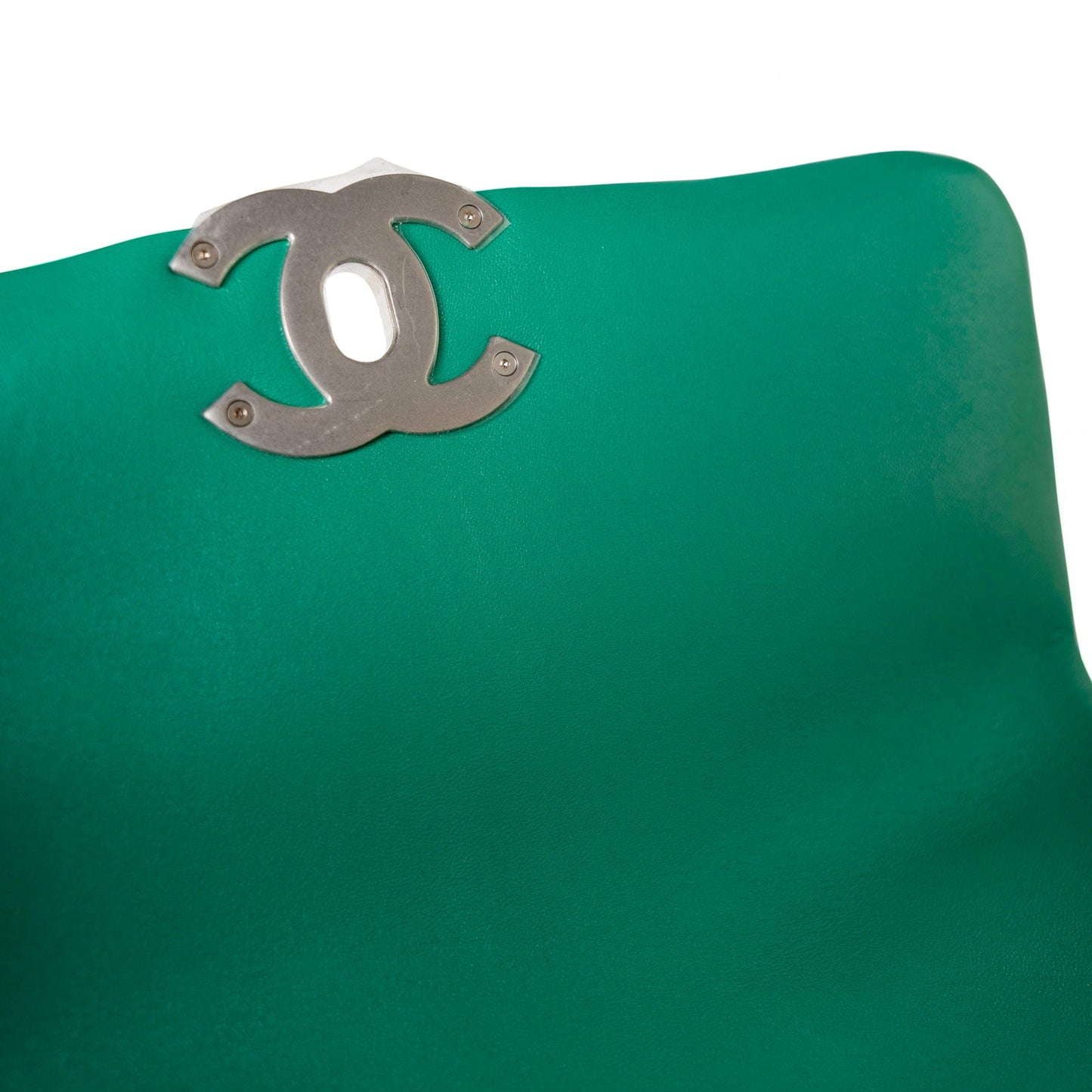 23P Green Lambskin Quilted 19 Flap Small Mixed / Reverse Hardware