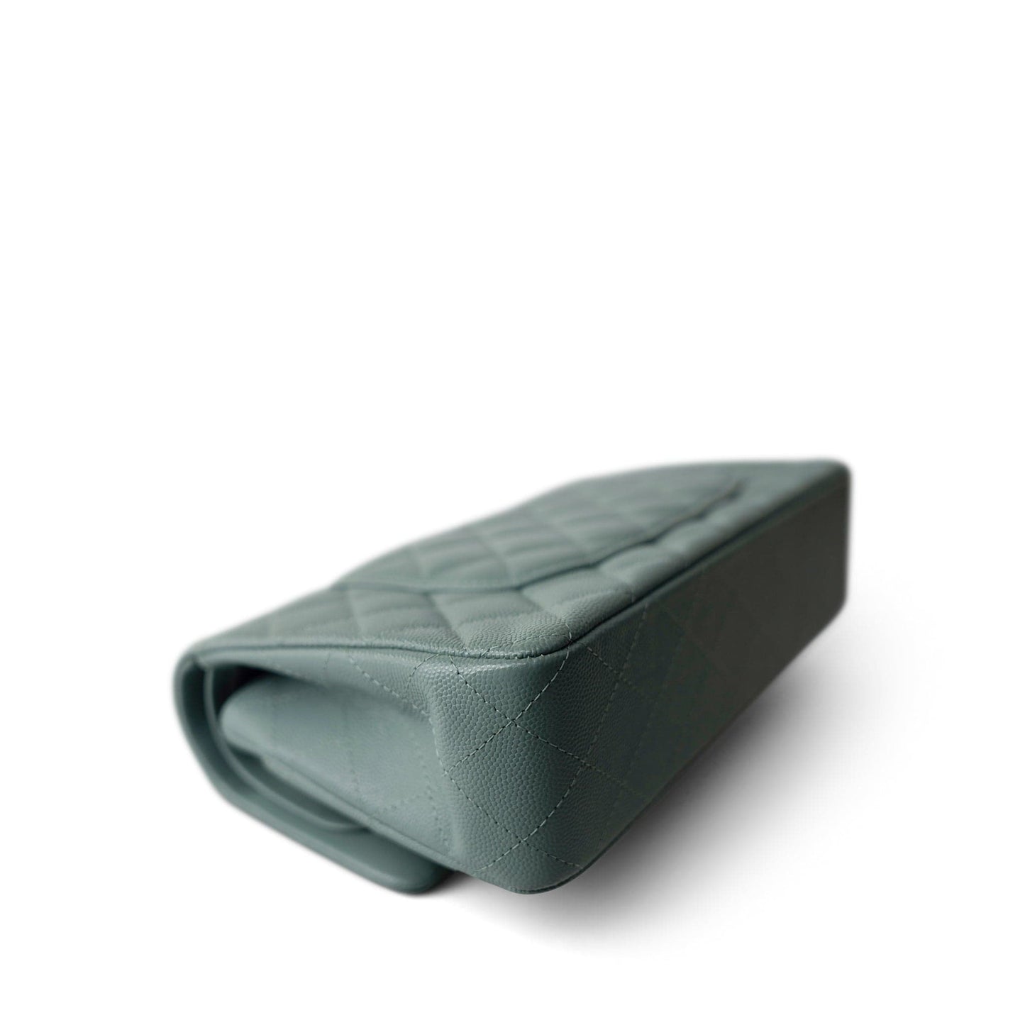 22C Dark Green Caviar Quilted Classic Flap Light Gold Hardware