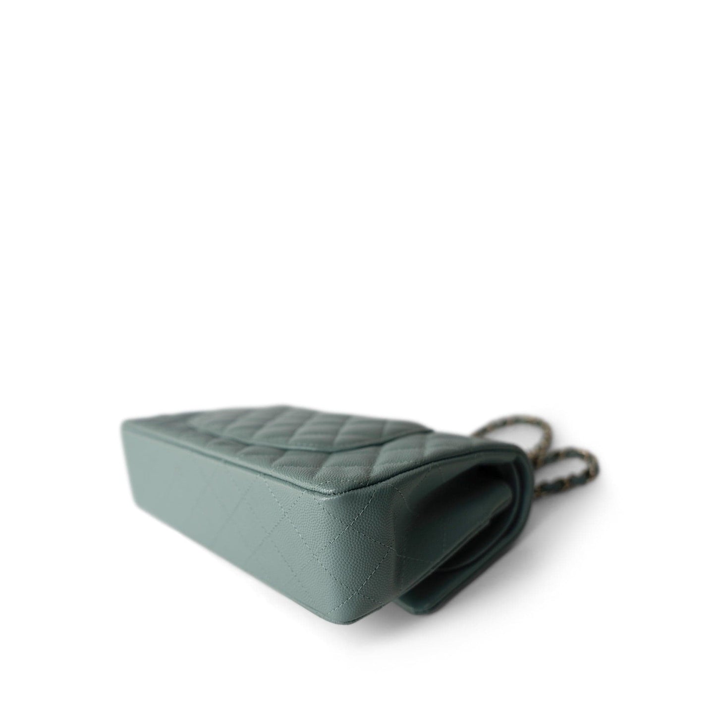 22C Dark Green Caviar Quilted Classic Flap Light Gold Hardware