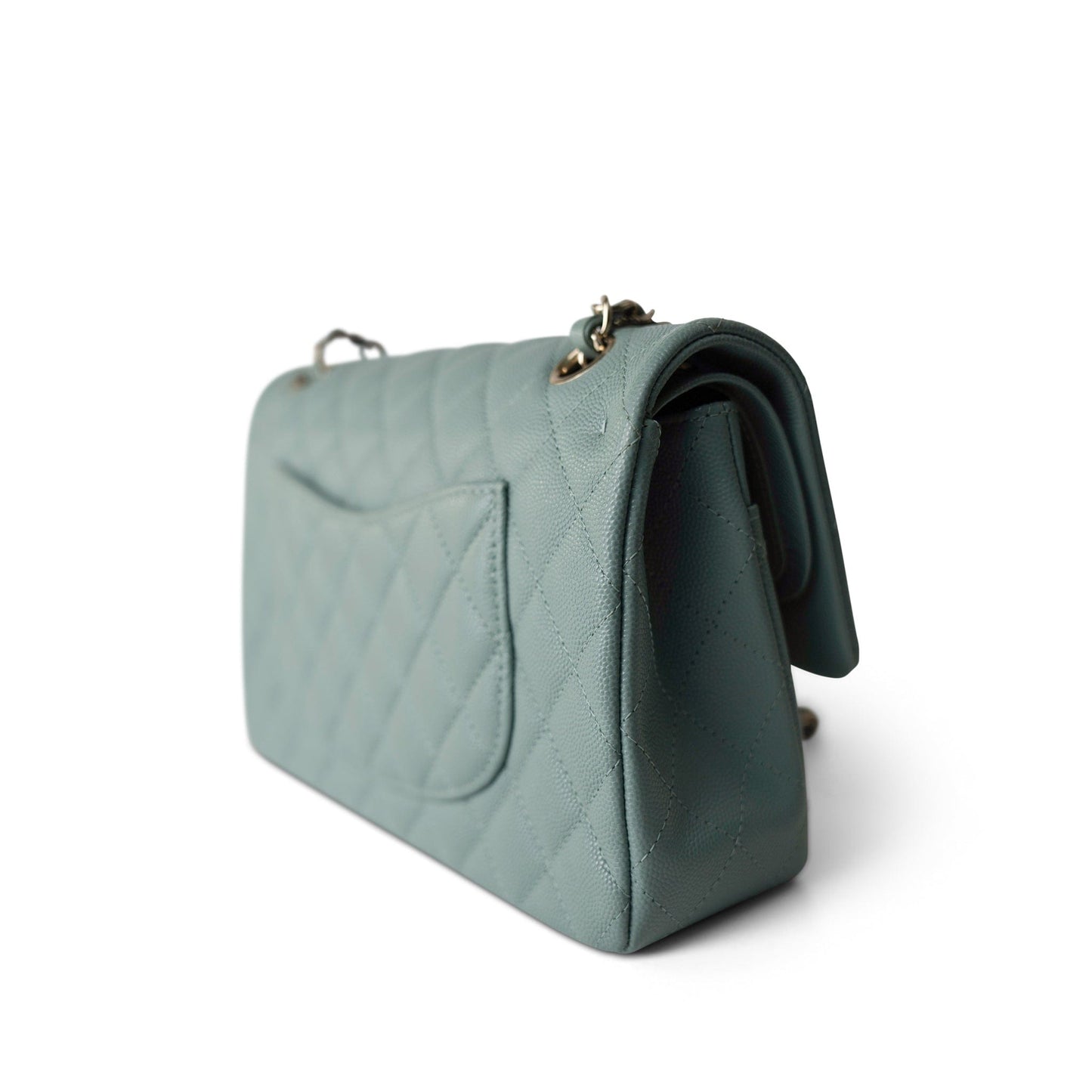 22C Dark Green Caviar Quilted Classic Flap Light Gold Hardware
