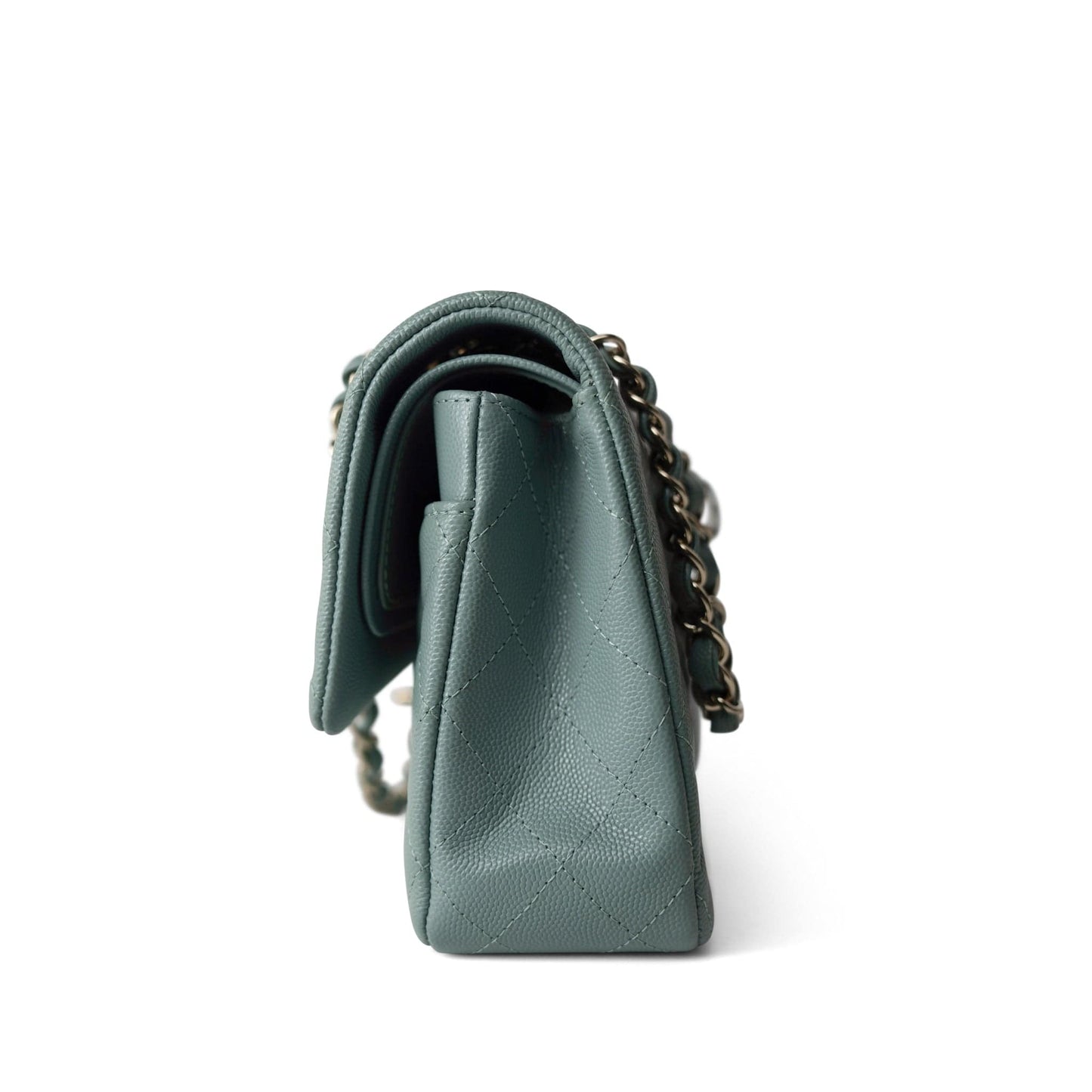 22C Dark Green Caviar Quilted Classic Flap Light Gold Hardware