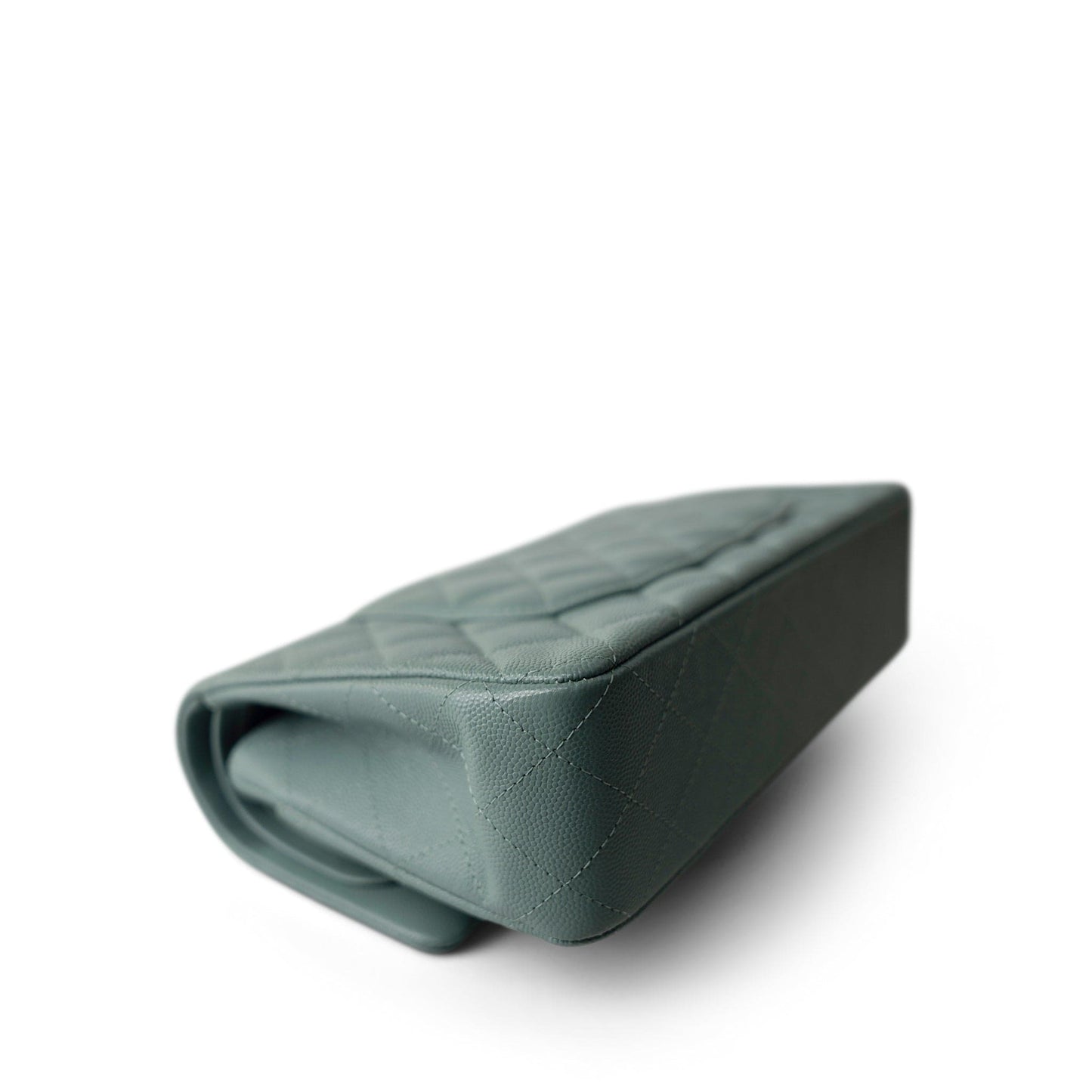 22C Dark Green Caviar Quilted Classic Flap Light Gold Hardware