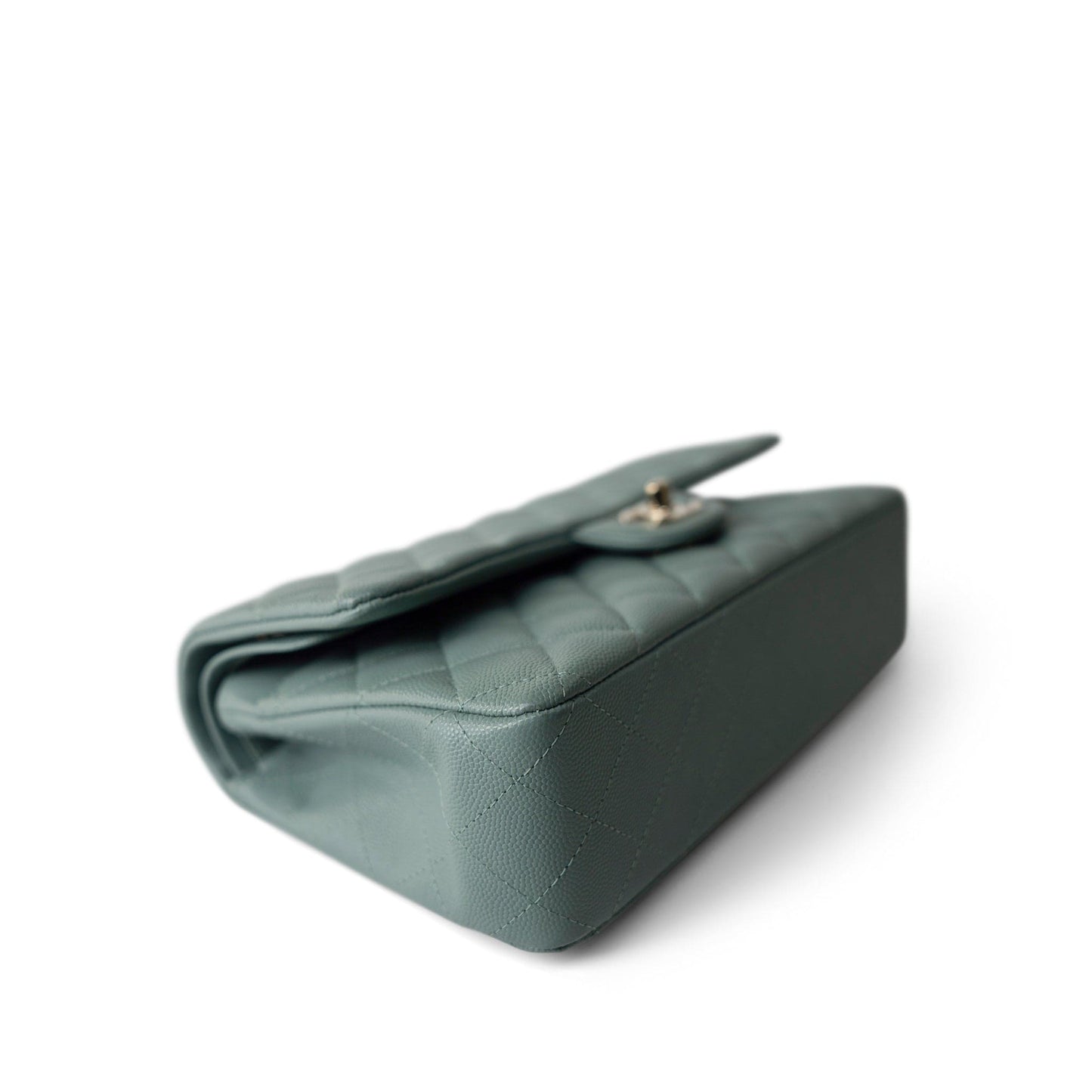 22C Dark Green Caviar Quilted Classic Flap Light Gold Hardware