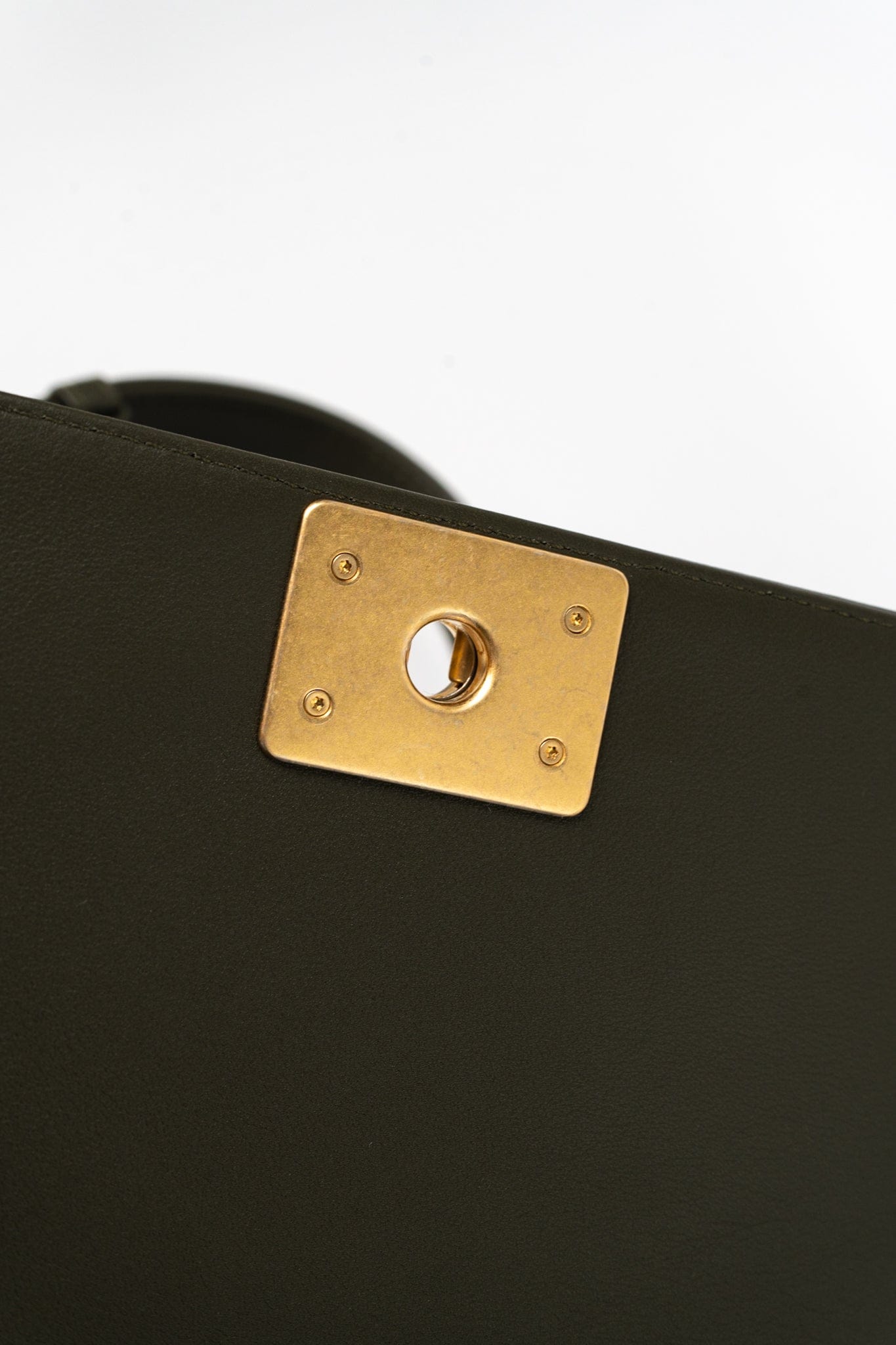 Khaki Green Lambskin Quilted Medium Boy Bag Aged Gold Hardware