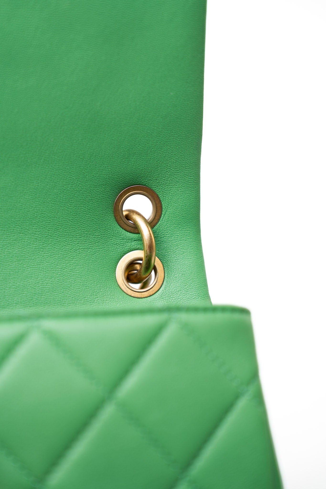 Mini Green Lambskin Quilted Entwined Single Flap Antique Gold Hardware