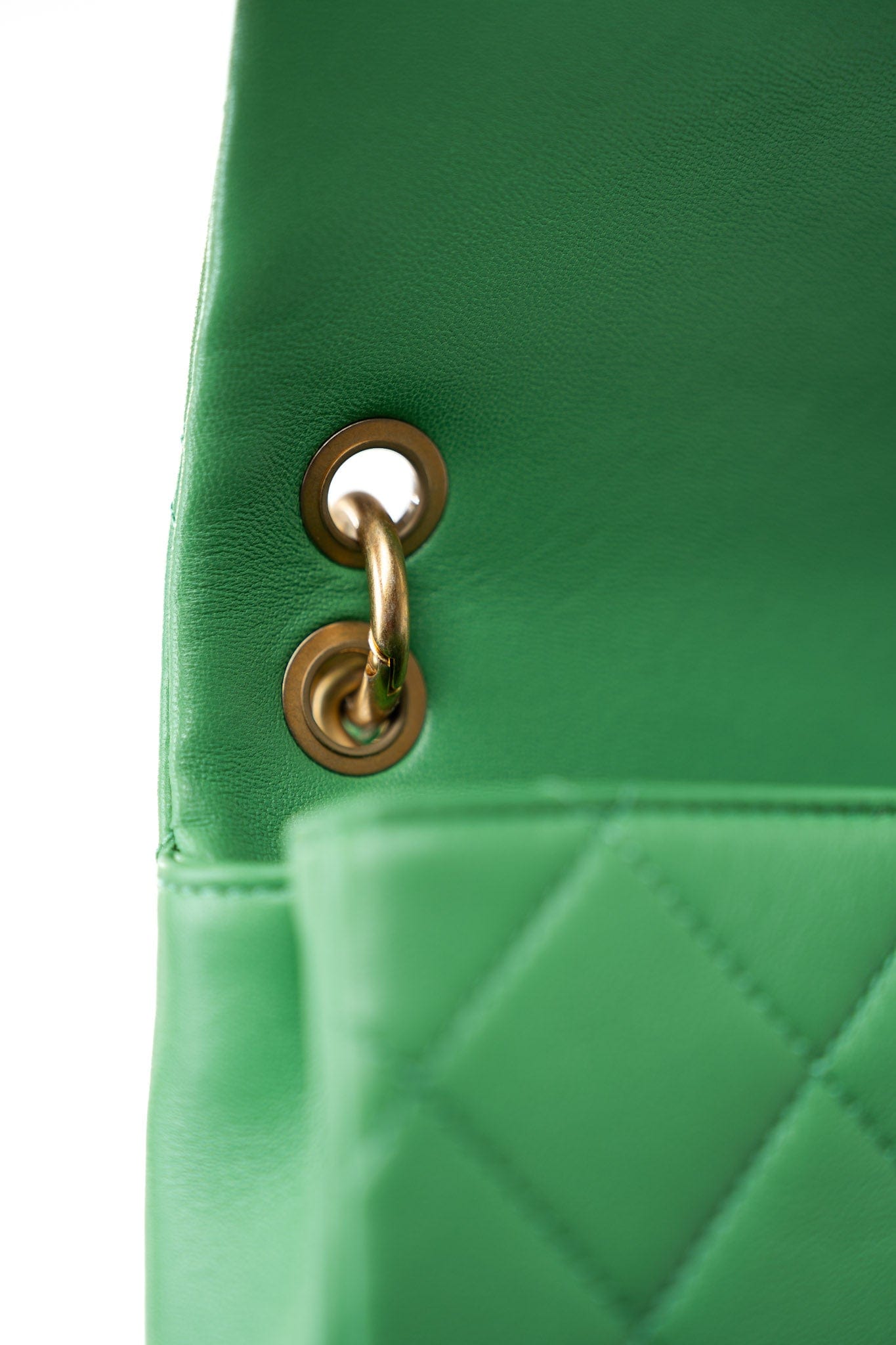 Mini Green Lambskin Quilted Entwined Single Flap Antique Gold Hardware