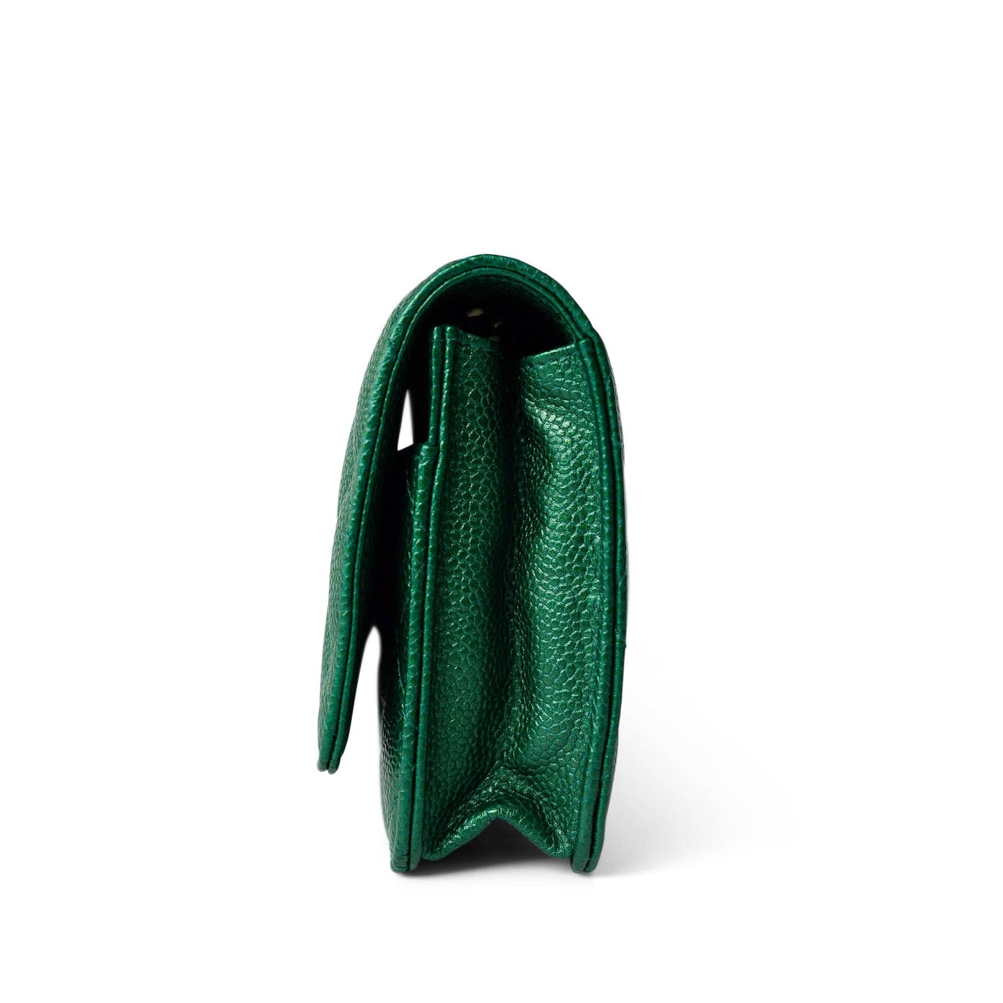 18S Emerald Green Caviar Quilted Wallet on Chain WOC