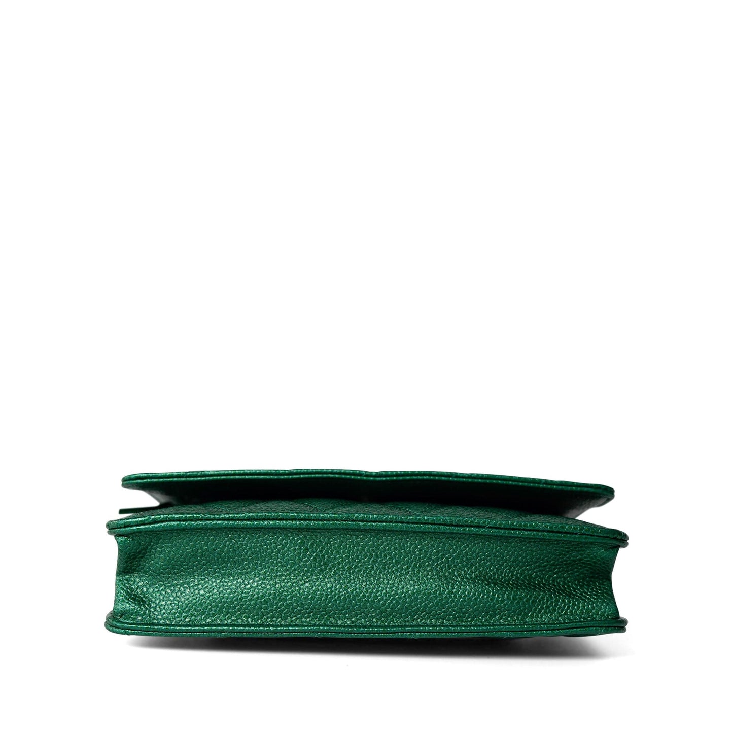 18S Emerald Green Caviar Quilted Wallet on Chain WOC