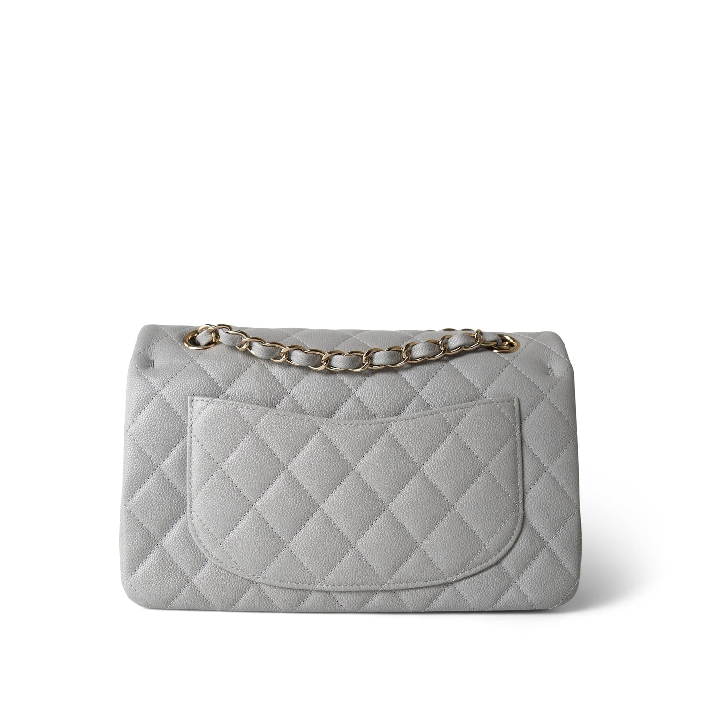 21A Grey Caviar Quilted Classic Flap Small Light Gold Hardware