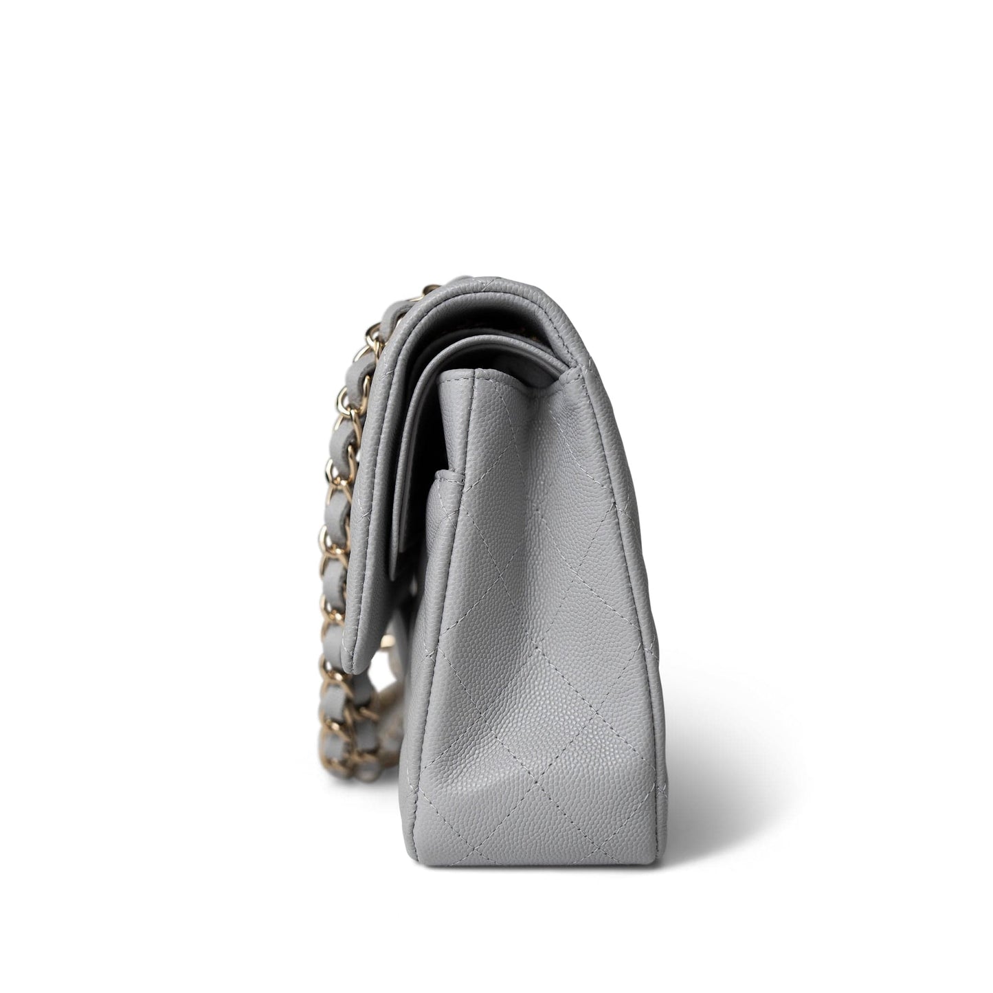 21A Grey Caviar Quilted Medium Classic Flap Light Gold Hardware