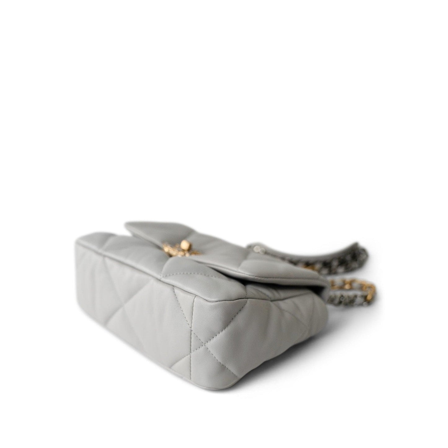 21A Grey Lambskin Quilted 19 Flap Mixed Hardware