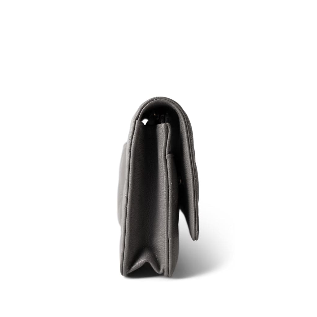 22B Grey Caviar Quilted Wallet on Chain Light Gold Hardware