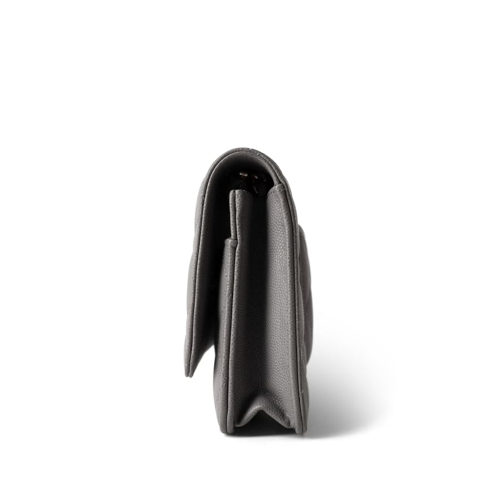 22B Grey Caviar Quilted Wallet on Chain Light Gold Hardware