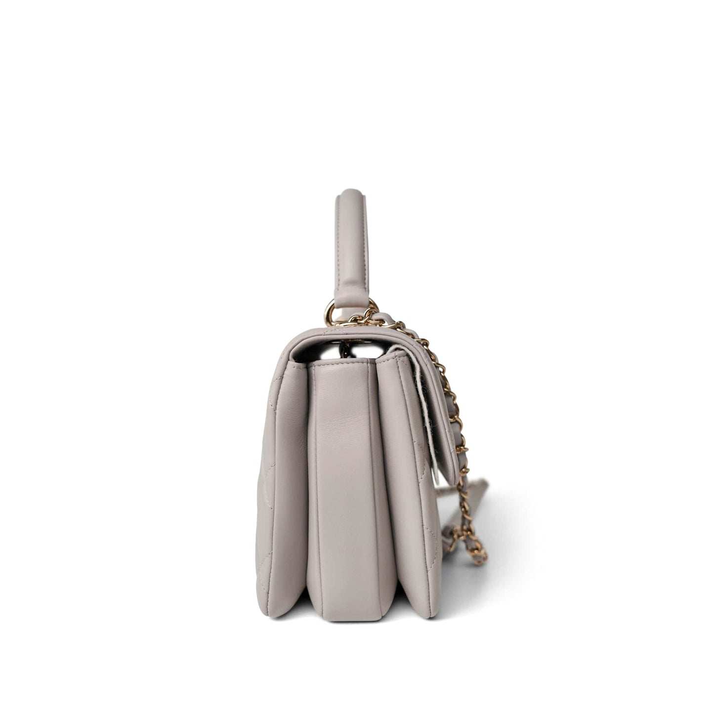 22B Grey Lambskin Quilted Trendy CC Small Light Gold Hardware