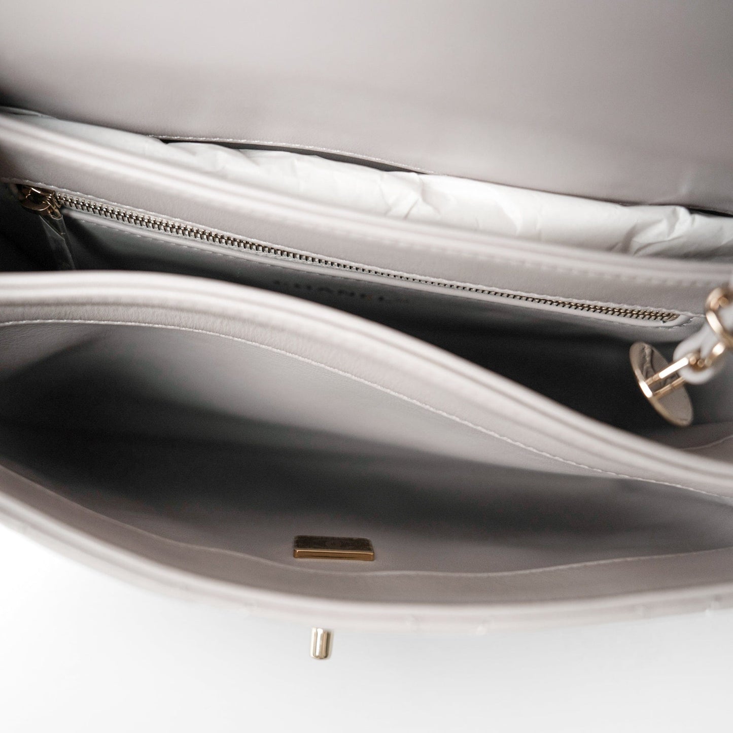 22B Grey Lambskin Quilted Trendy CC Small Light Gold Hardware