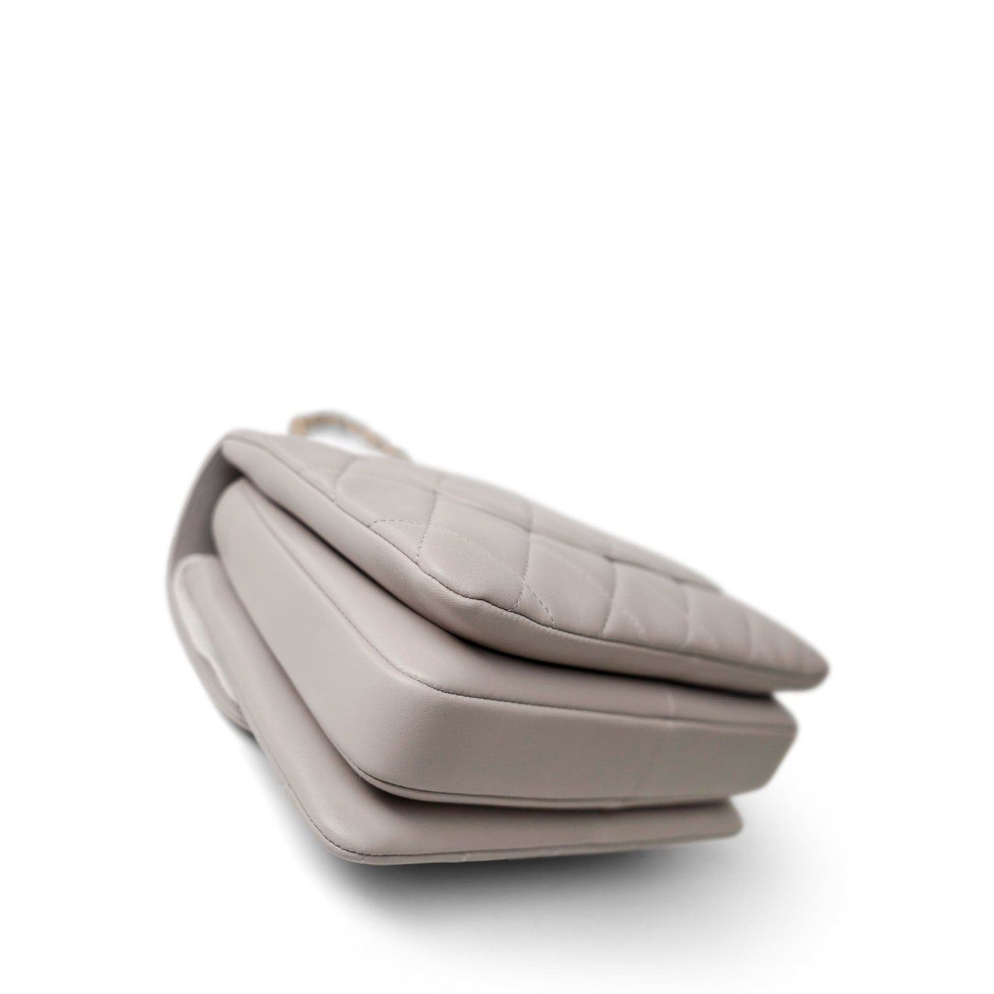 22B Grey Lambskin Quilted Trendy CC Small Light Gold Hardware