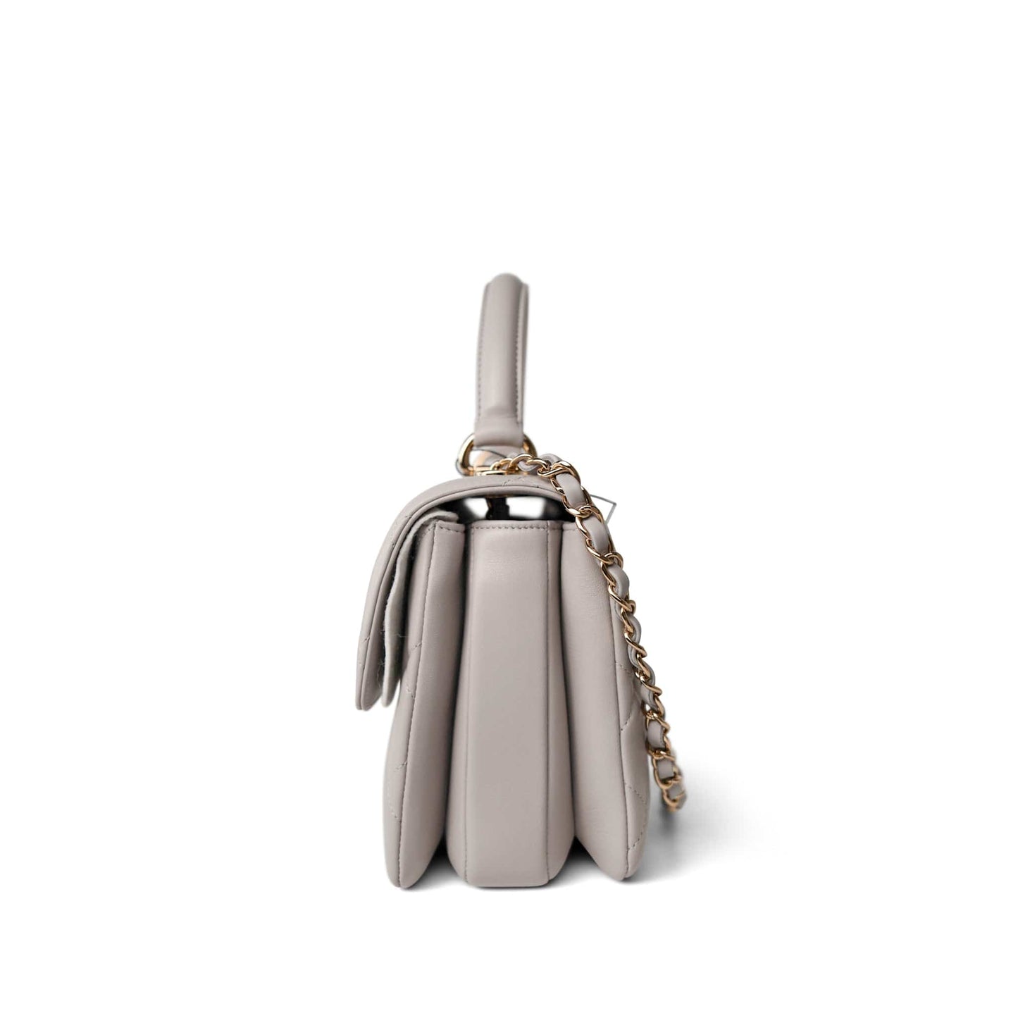 22B Grey Lambskin Quilted Trendy CC Small Light Gold Hardware