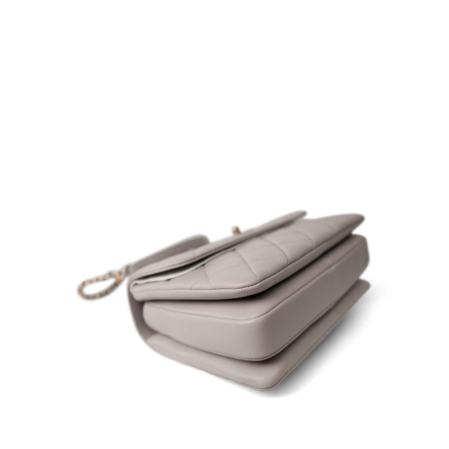 22B Grey Lambskin Quilted Trendy CC Small Light Gold Hardware