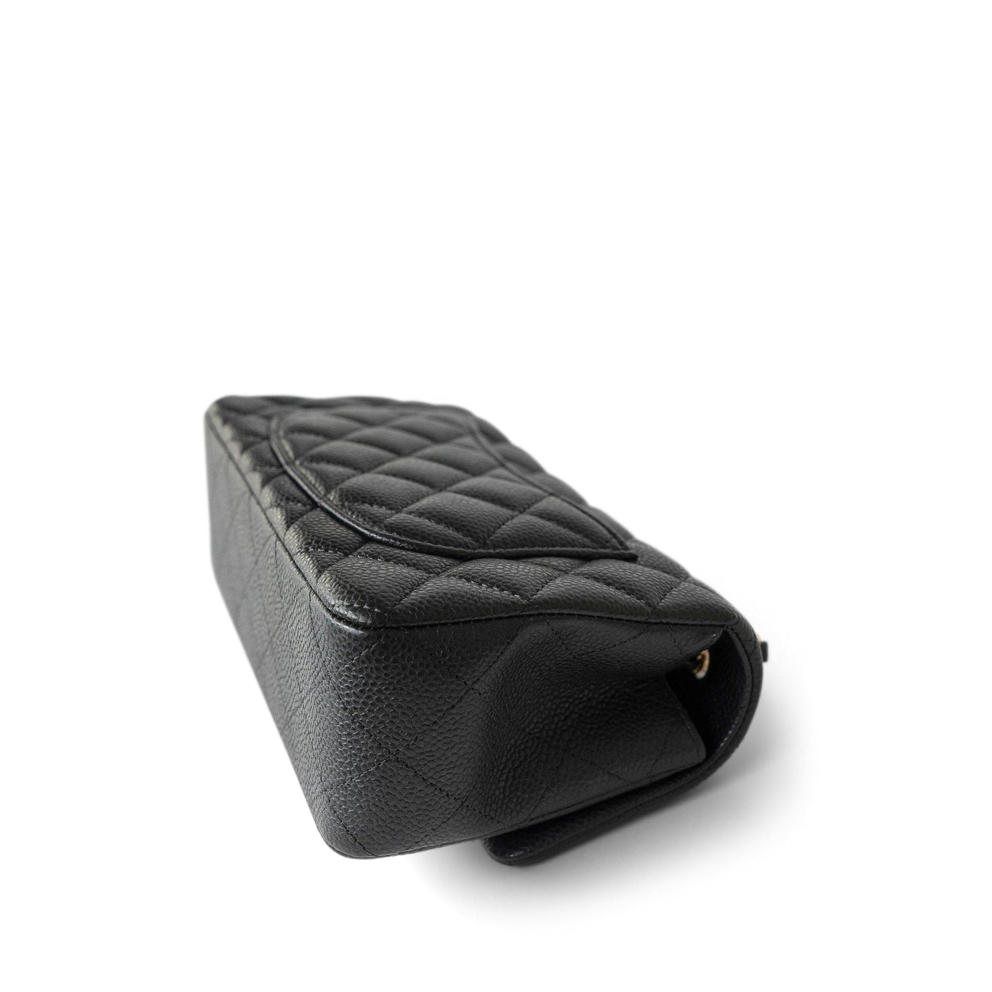 Charcoal Caviar Quilted Mini Rectangular Flap Light Gold Hardware