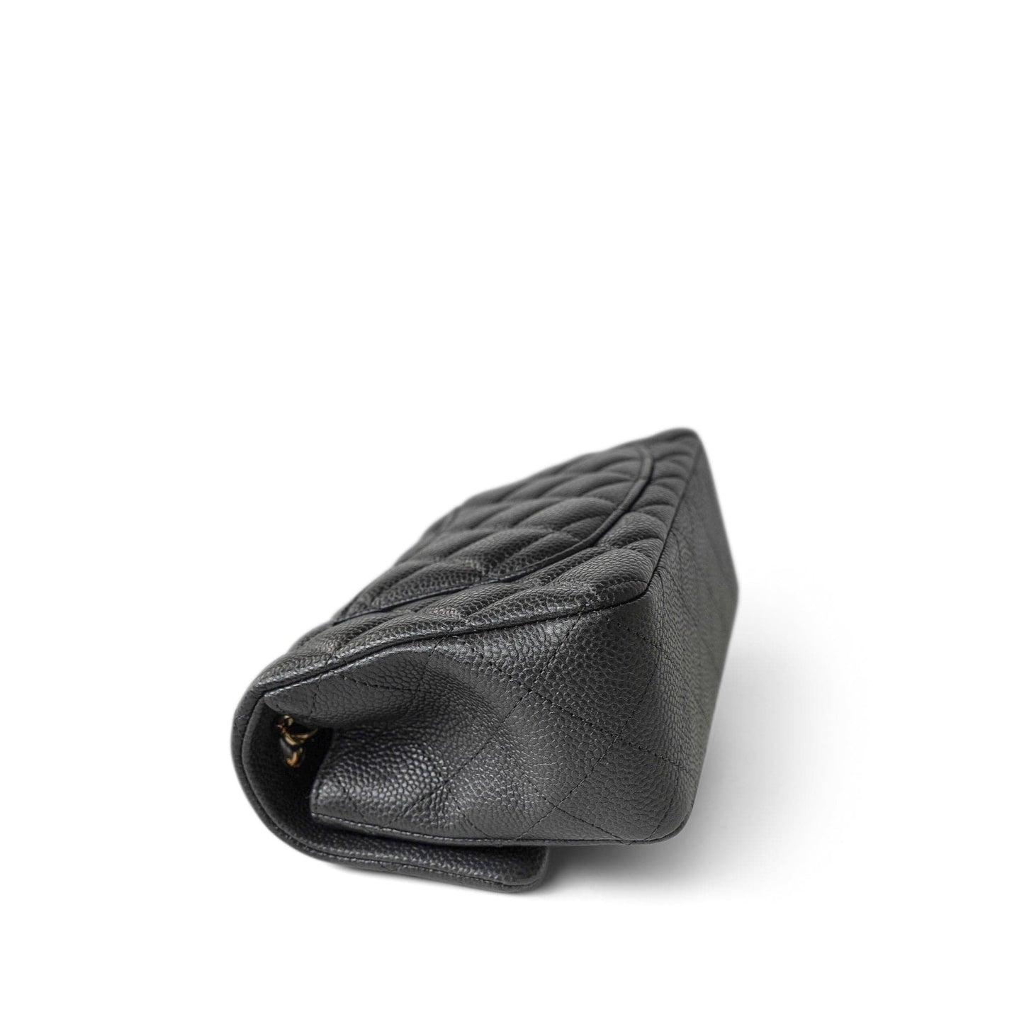 Charcoal Caviar Quilted Mini Rectangular Flap Light Gold Hardware