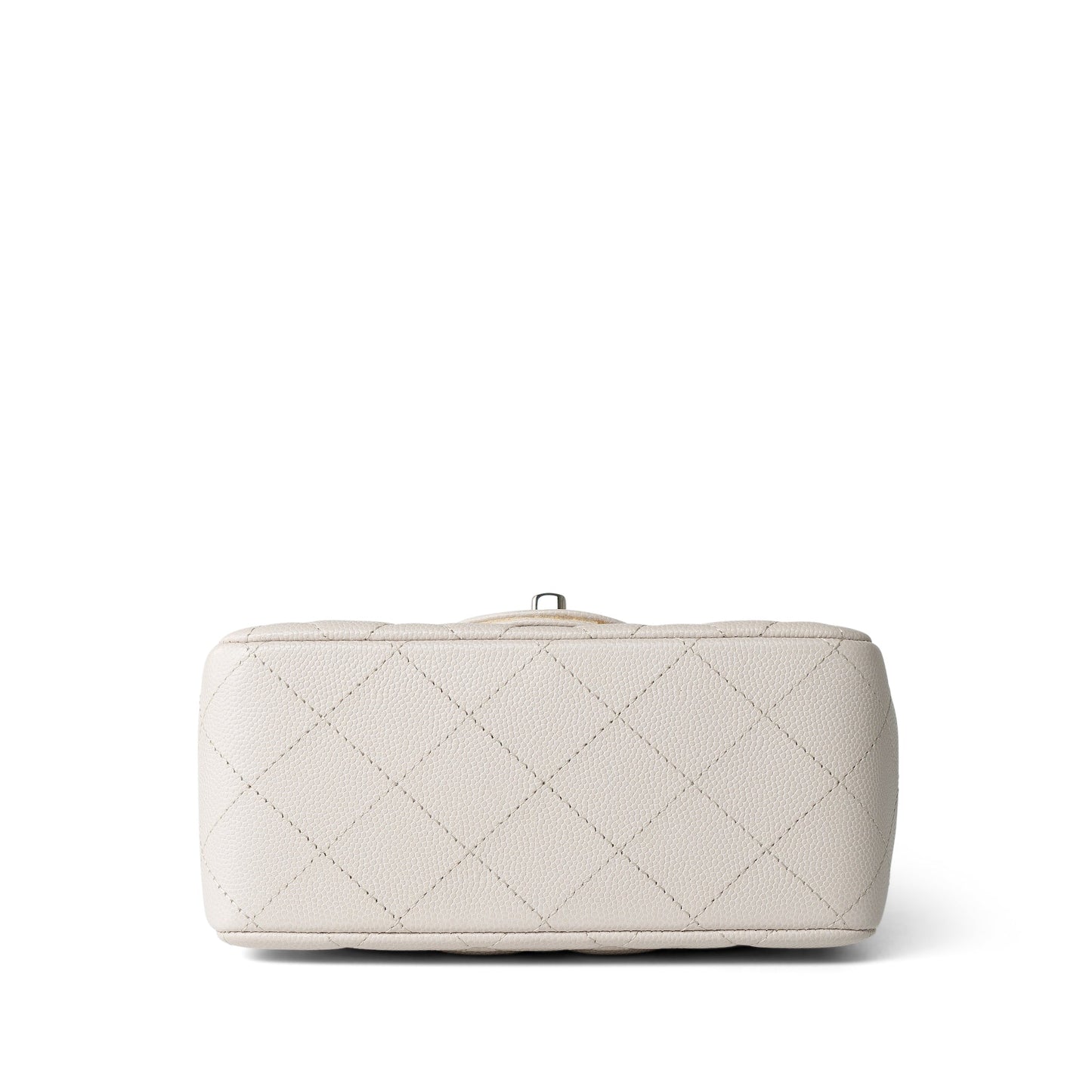 Light Grey Caviar Quilted Mini Square Flap Silver Hardware