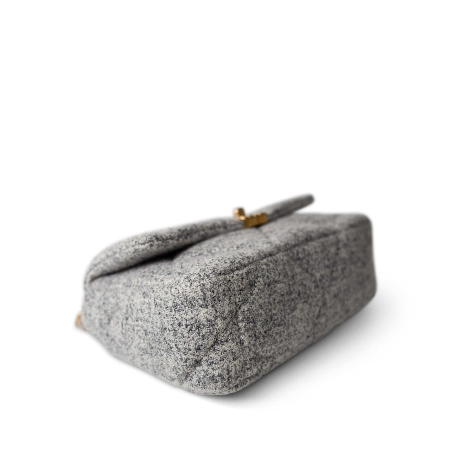 Light Grey Ecru Quilted 19 Flap Small Mixed Hardware