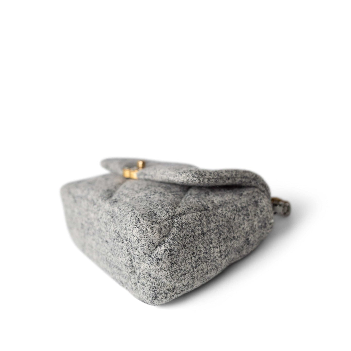 Light Grey Ecru Quilted 19 Flap Small Mixed Hardware