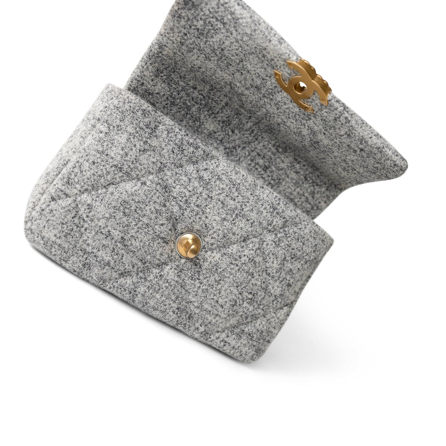 Light Grey Ecru Quilted 19 Flap Small Mixed Hardware