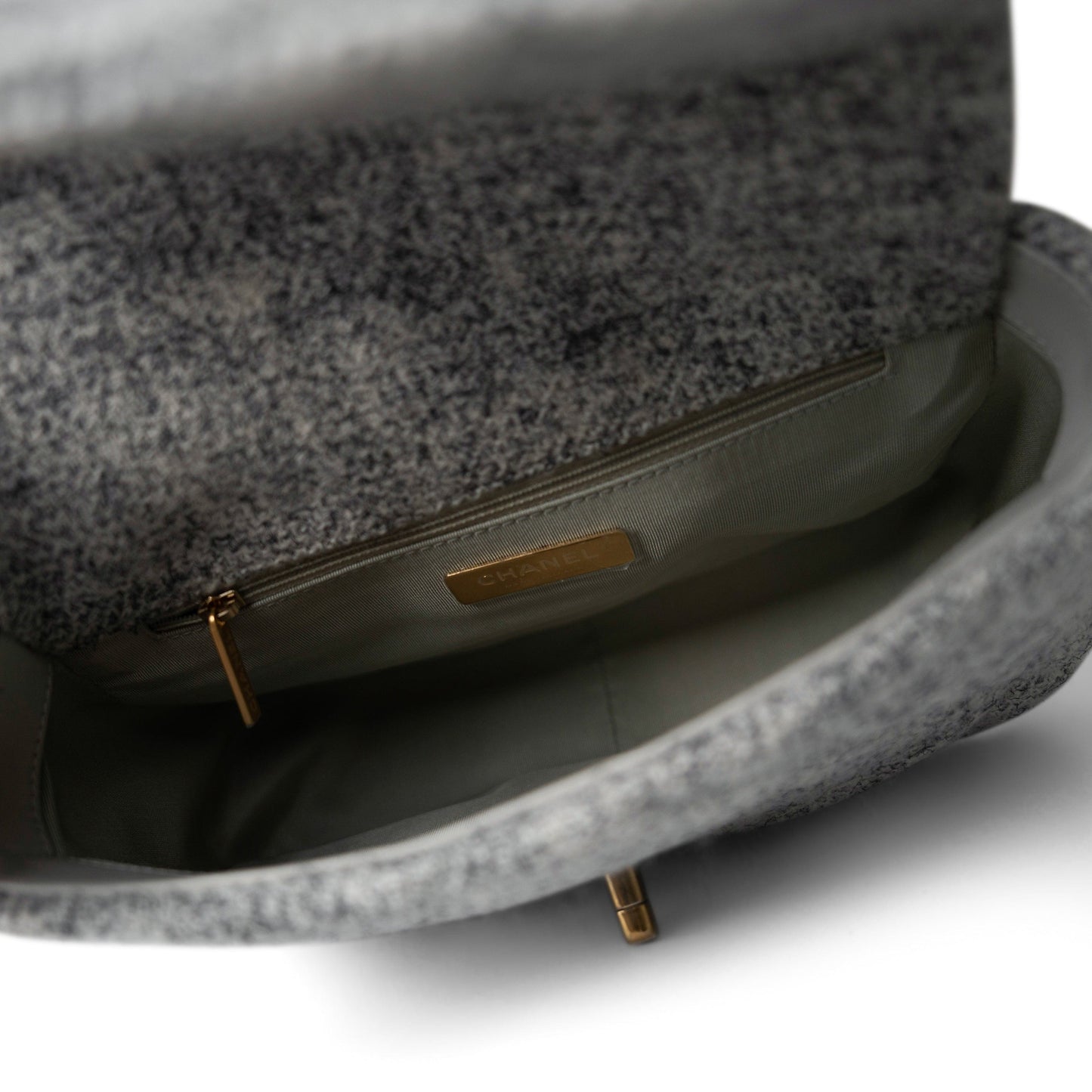 Light Grey Ecru Quilted 19 Flap Small Mixed Hardware