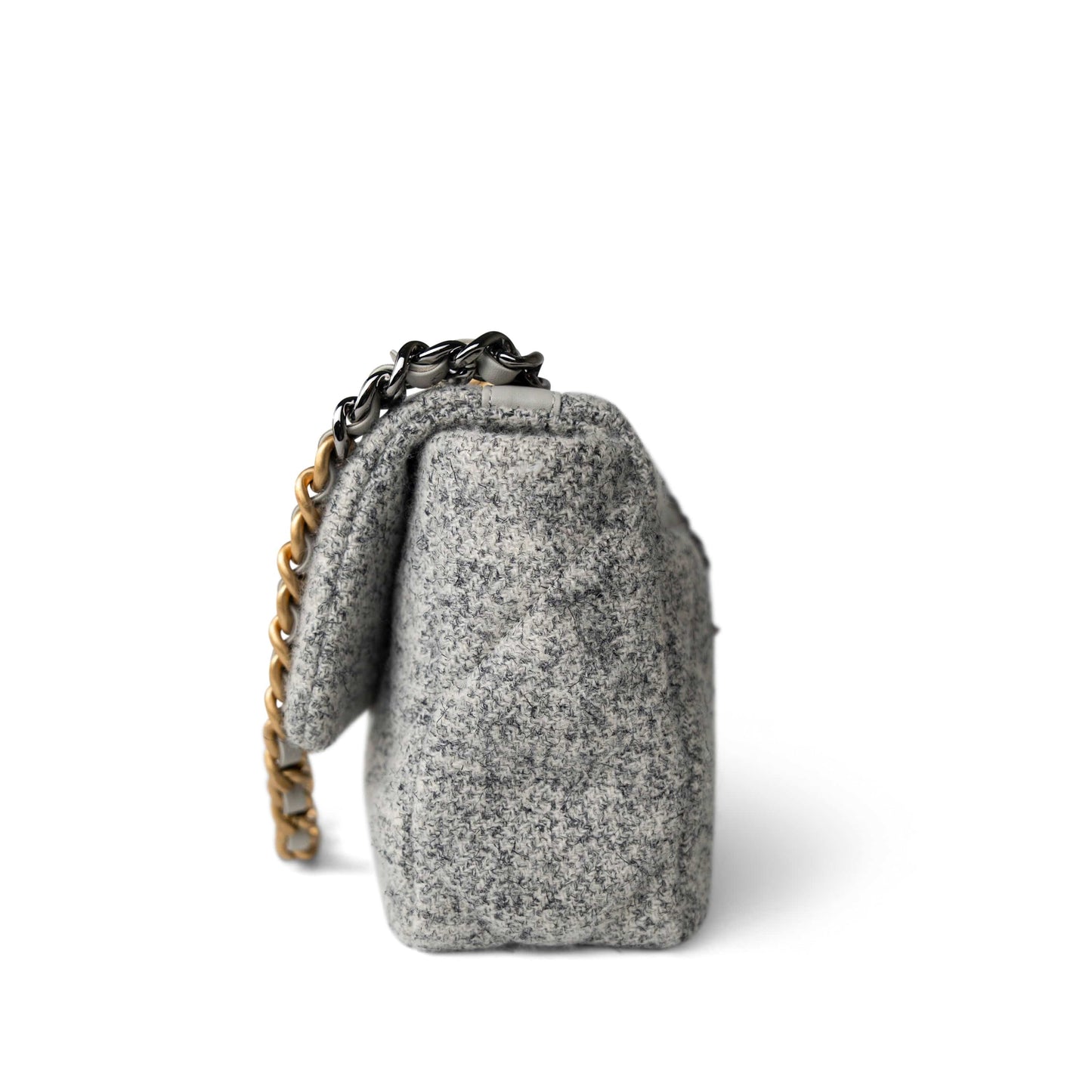 Light Grey Ecru Quilted 19 Flap Small Mixed Hardware