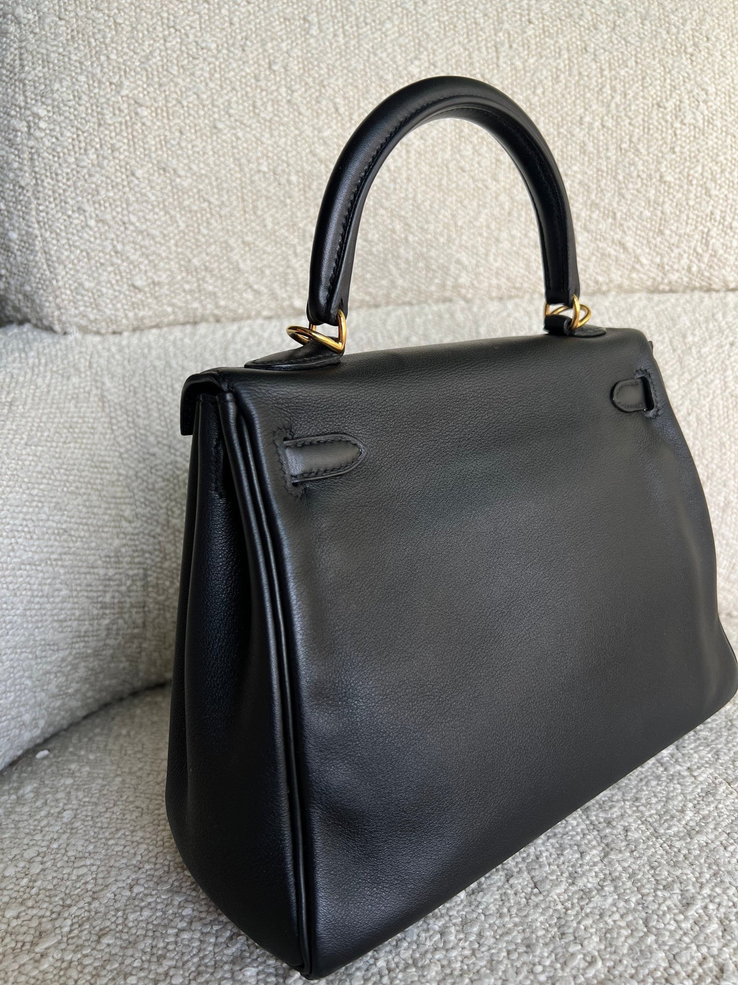 Hermes Kelly 25 Black GHW