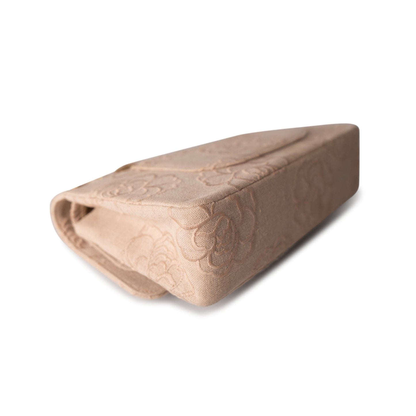 Ivory Canvas Camellia Classic Double Flap Gold Hardware Vintage