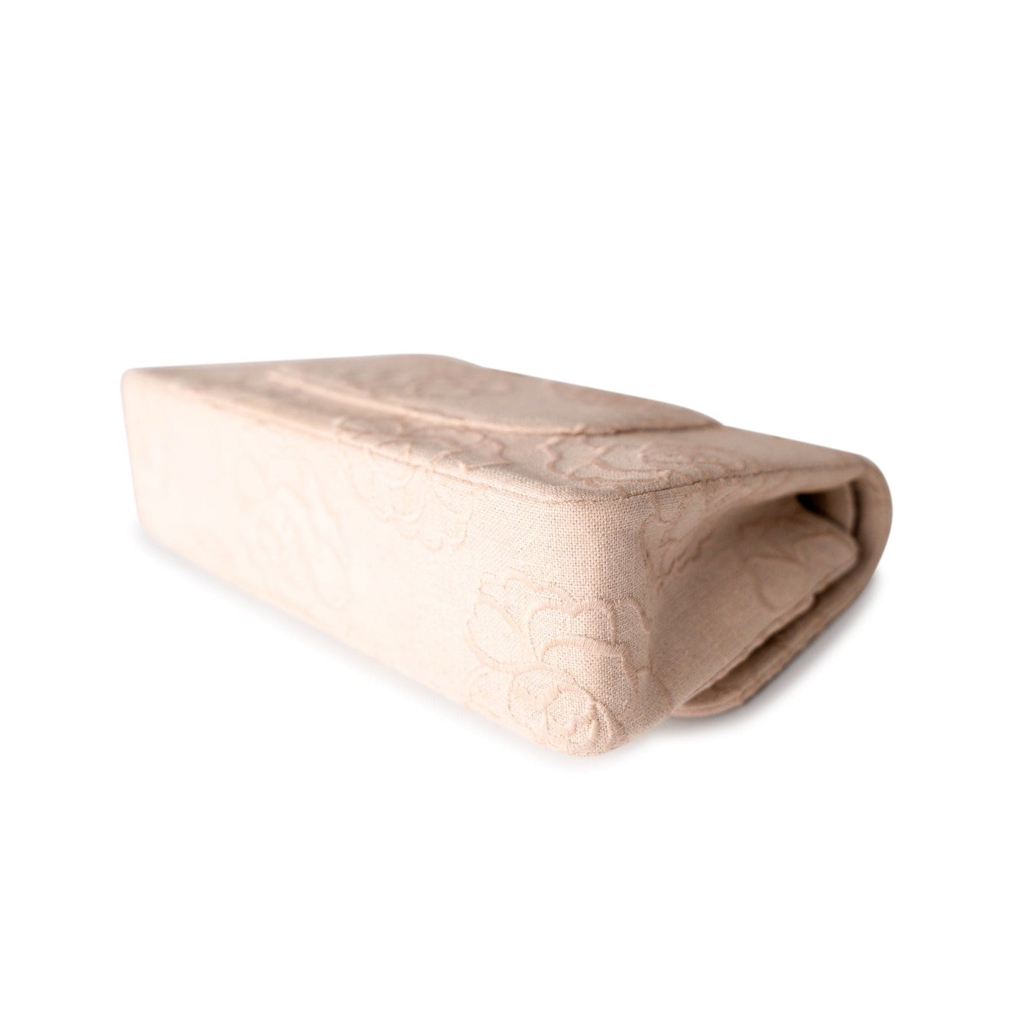 Ivory Canvas Camellia Classic Double Flap Gold Hardware Vintage