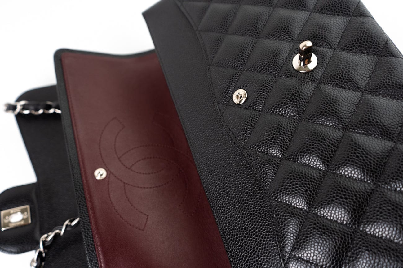 Jumbo Black Caviar Quilted Classic Flap Silver Hardware