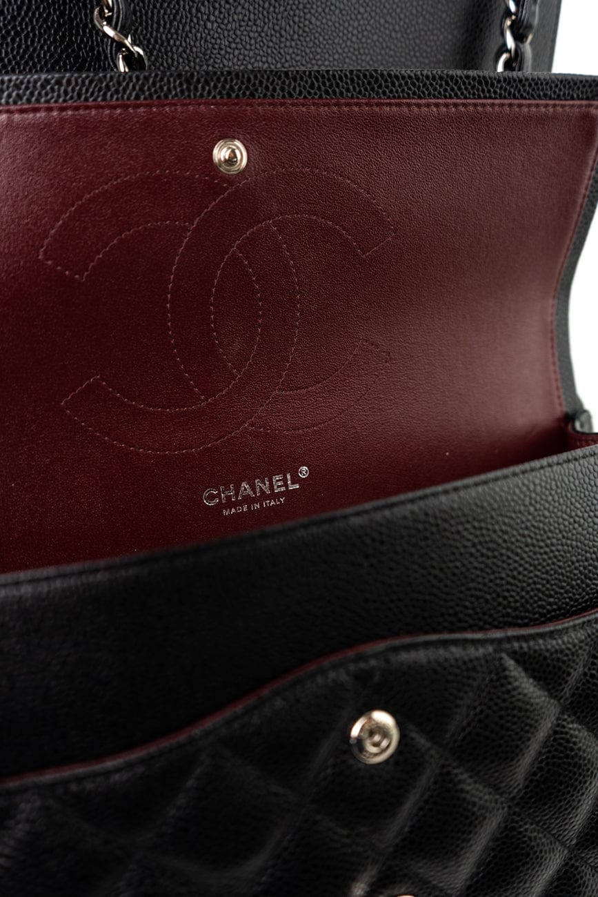 Jumbo Black Caviar Quilted Classic Flap Silver Hardware