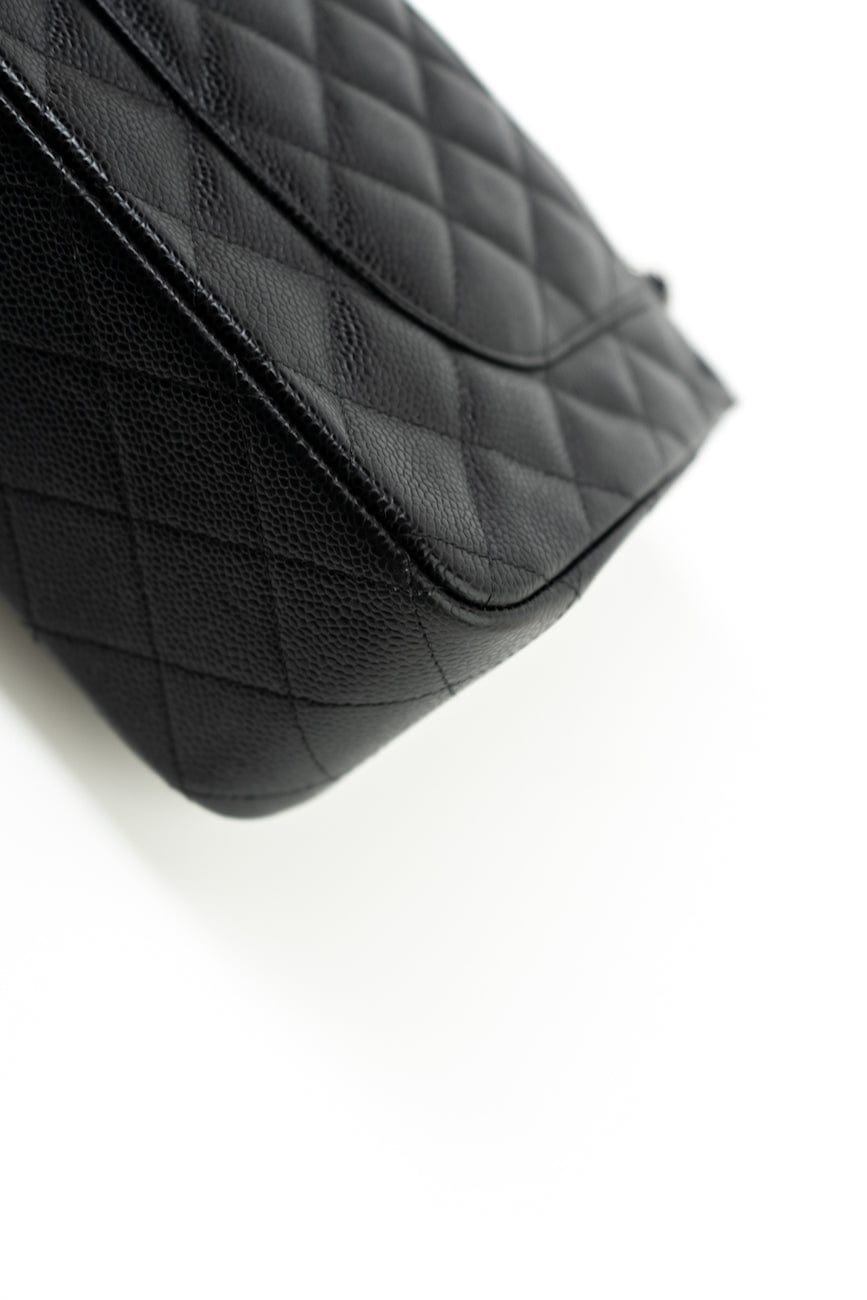 Jumbo Black Caviar Quilted Classic Flap Silver Hardware