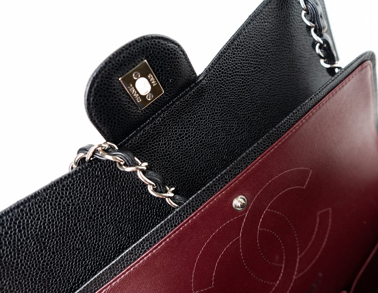 Jumbo Black Caviar Quilted Classic Flap Silver Hardware