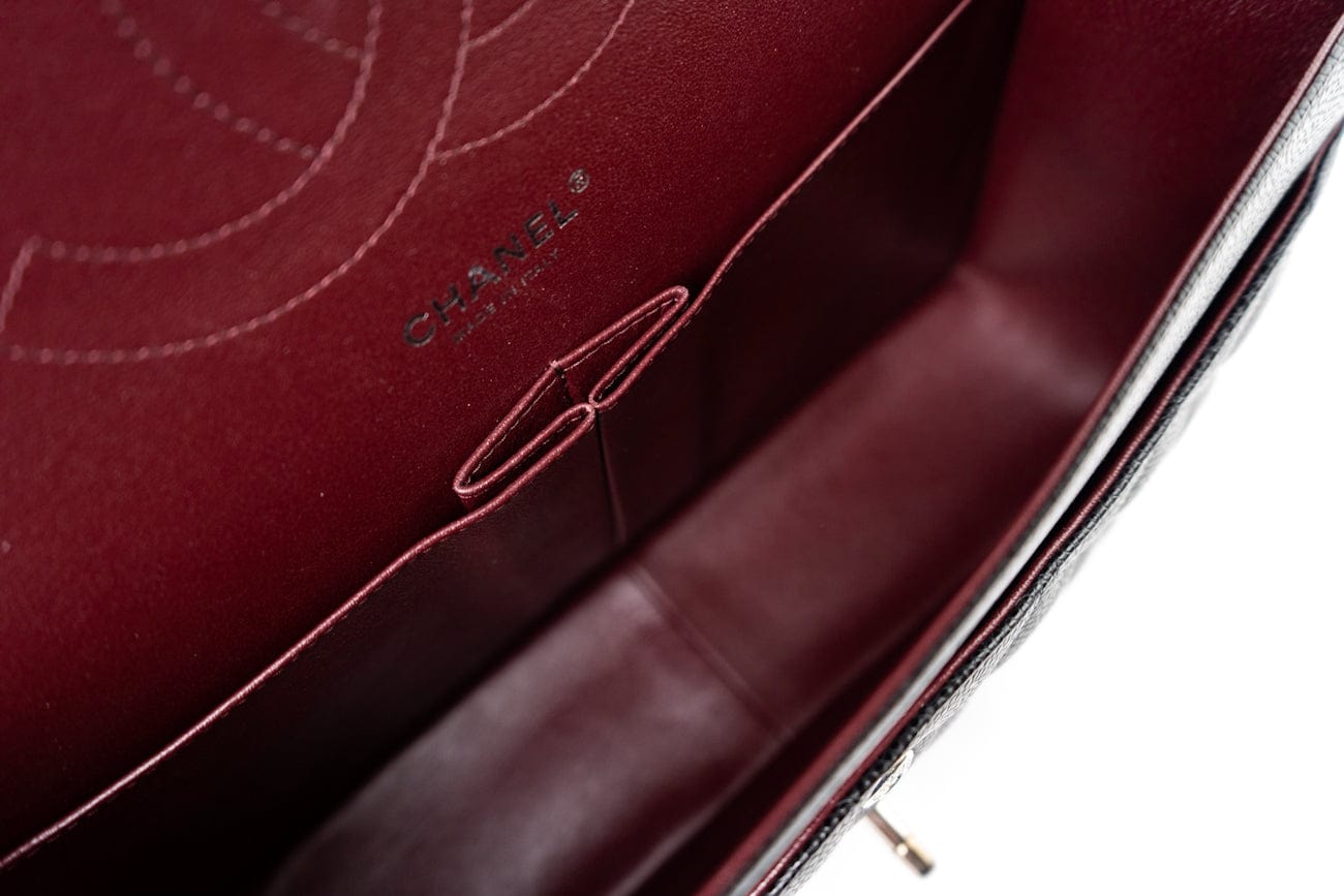 Jumbo Black Caviar Quilted Classic Flap Silver Hardware